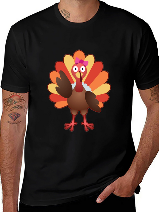 Cute Turkey Graphic Tee - Thanksgiving Shirt
