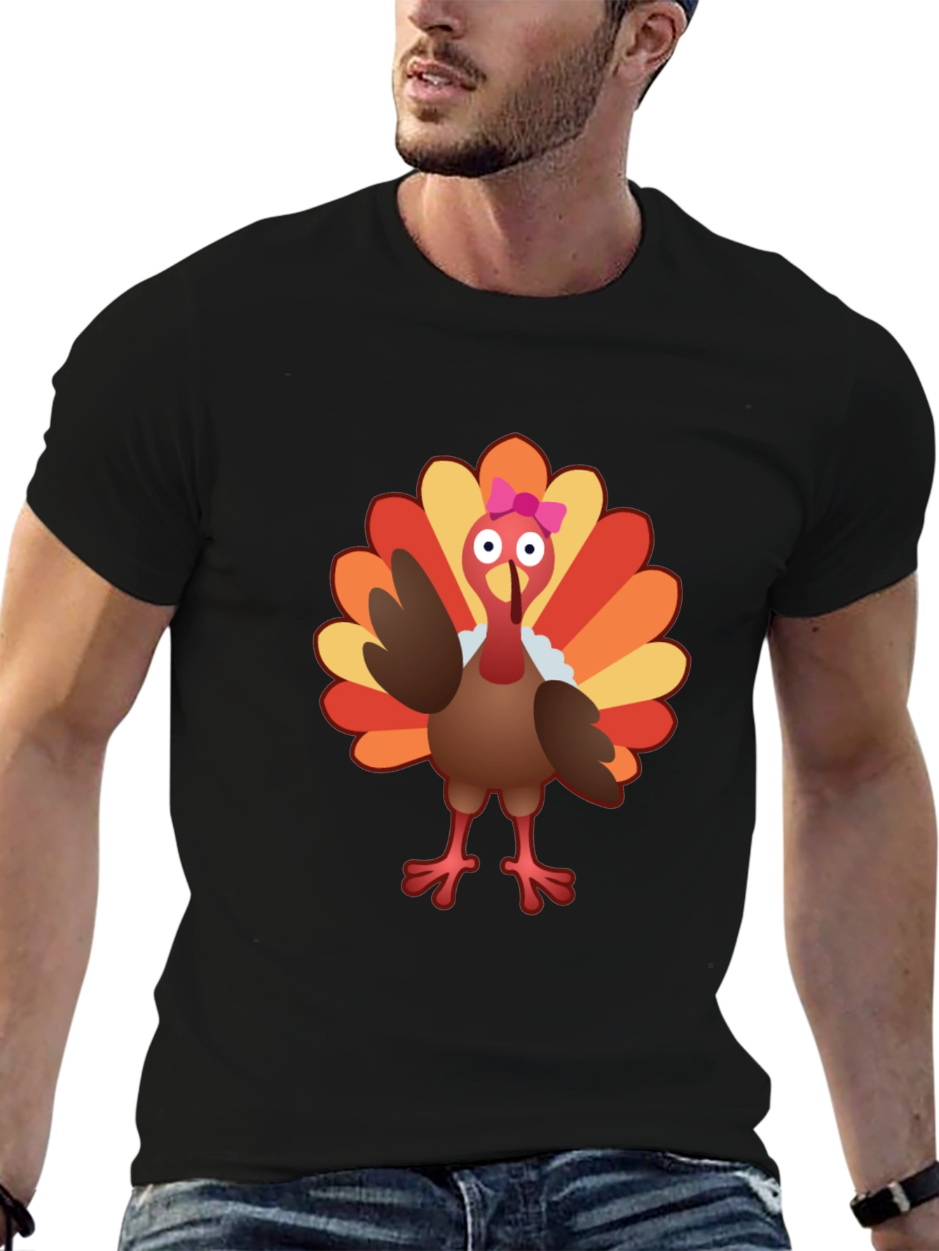 Cute Turkey Graphic Tee - Thanksgiving Shirt