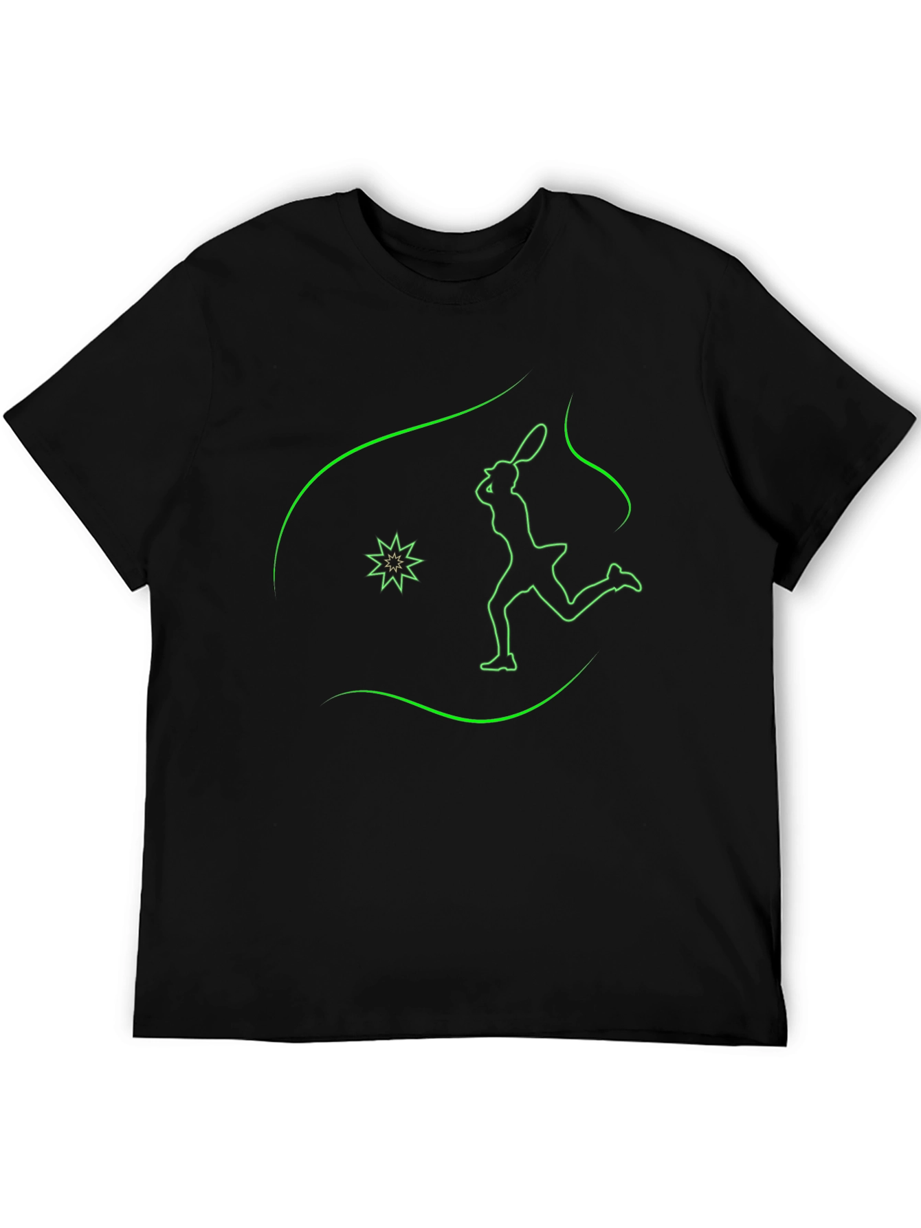Neon Tennis Player Graphic Tee - Black