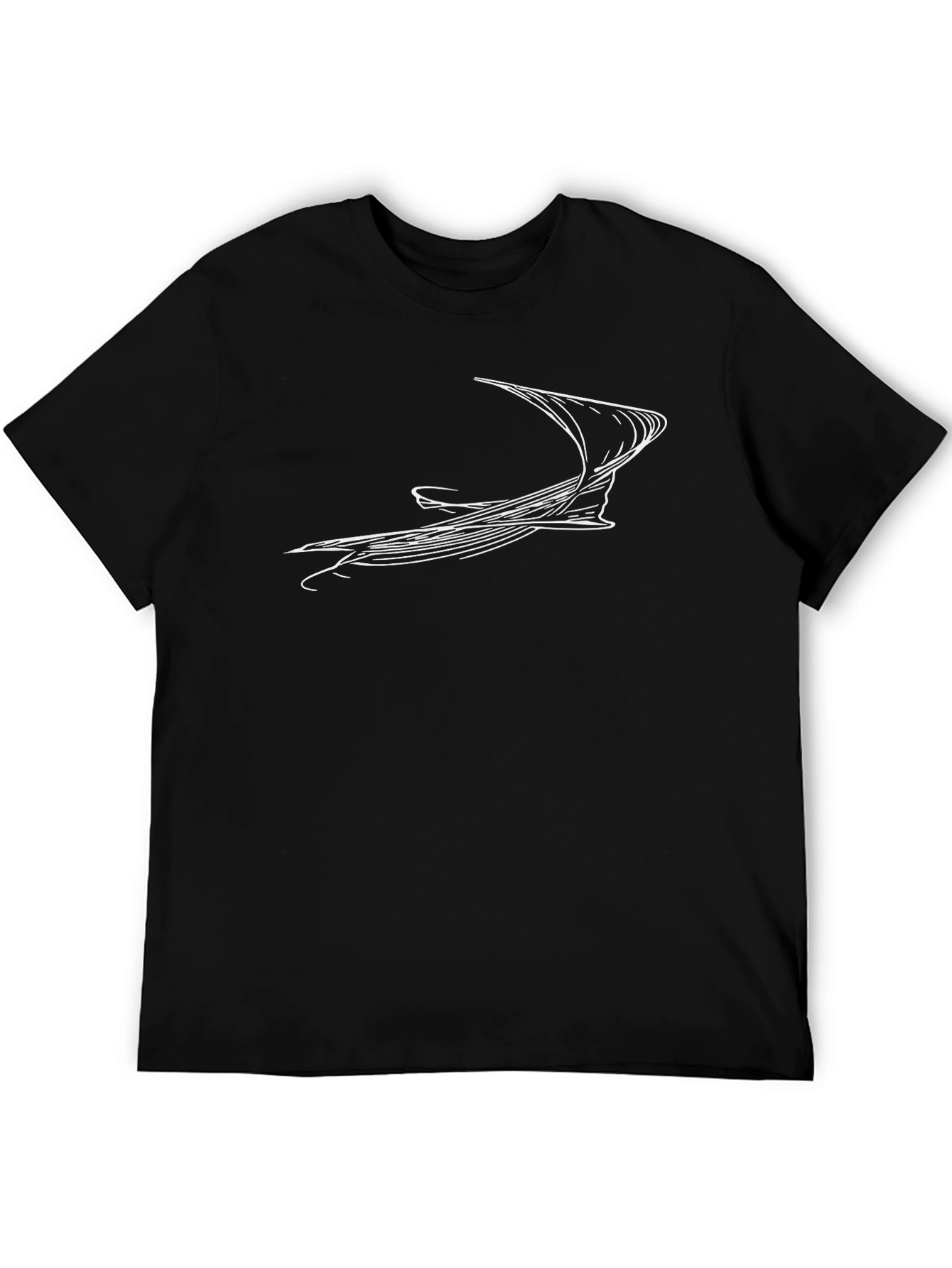 Abstract Line Art Graphic T-Shirt - Black