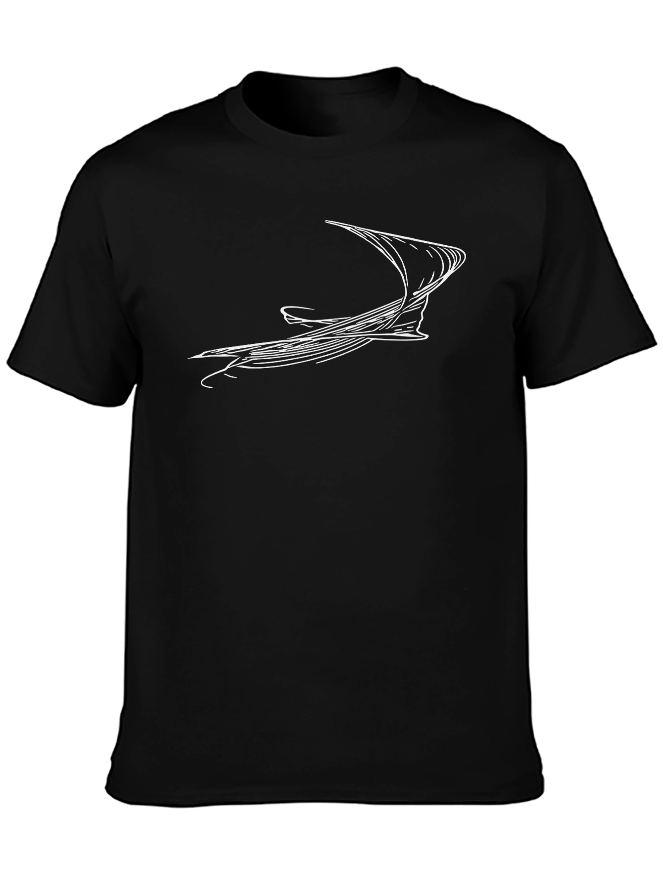 Abstract Line Art Graphic T-Shirt - Black