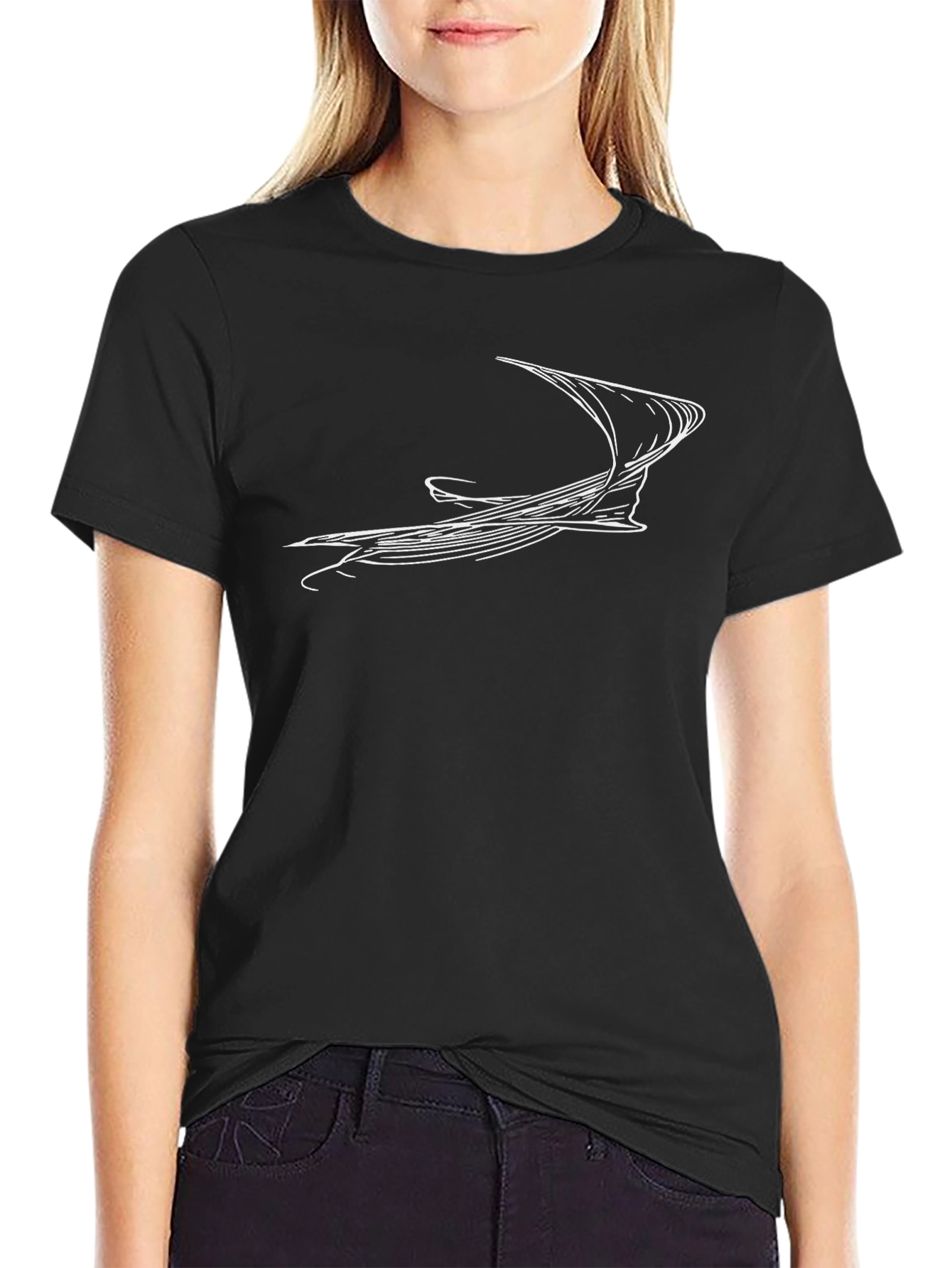 Abstract Line Art Graphic T-Shirt - Black