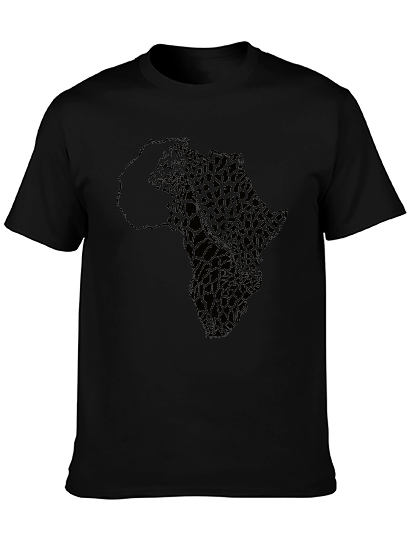 Africa Giraffe Print Black T-Shirt
