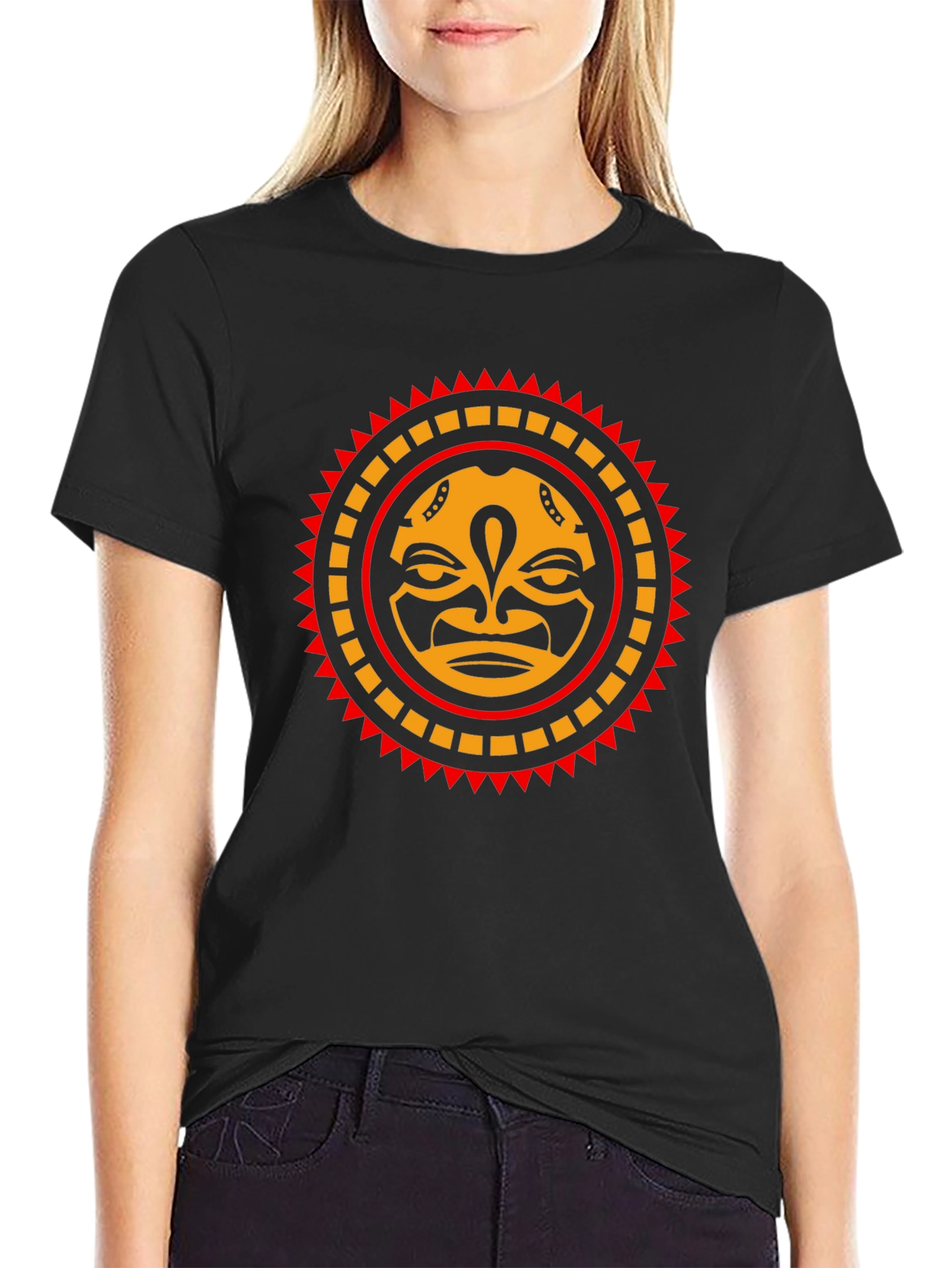 Tribal Sun Face Graphic Tee