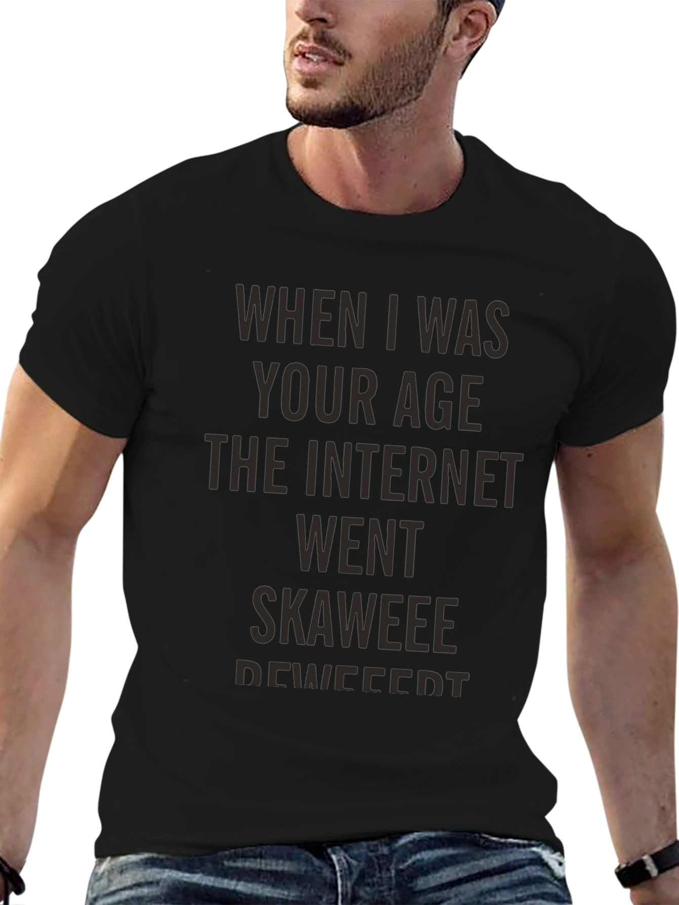 Humorous Internet Era Black T-Shirt