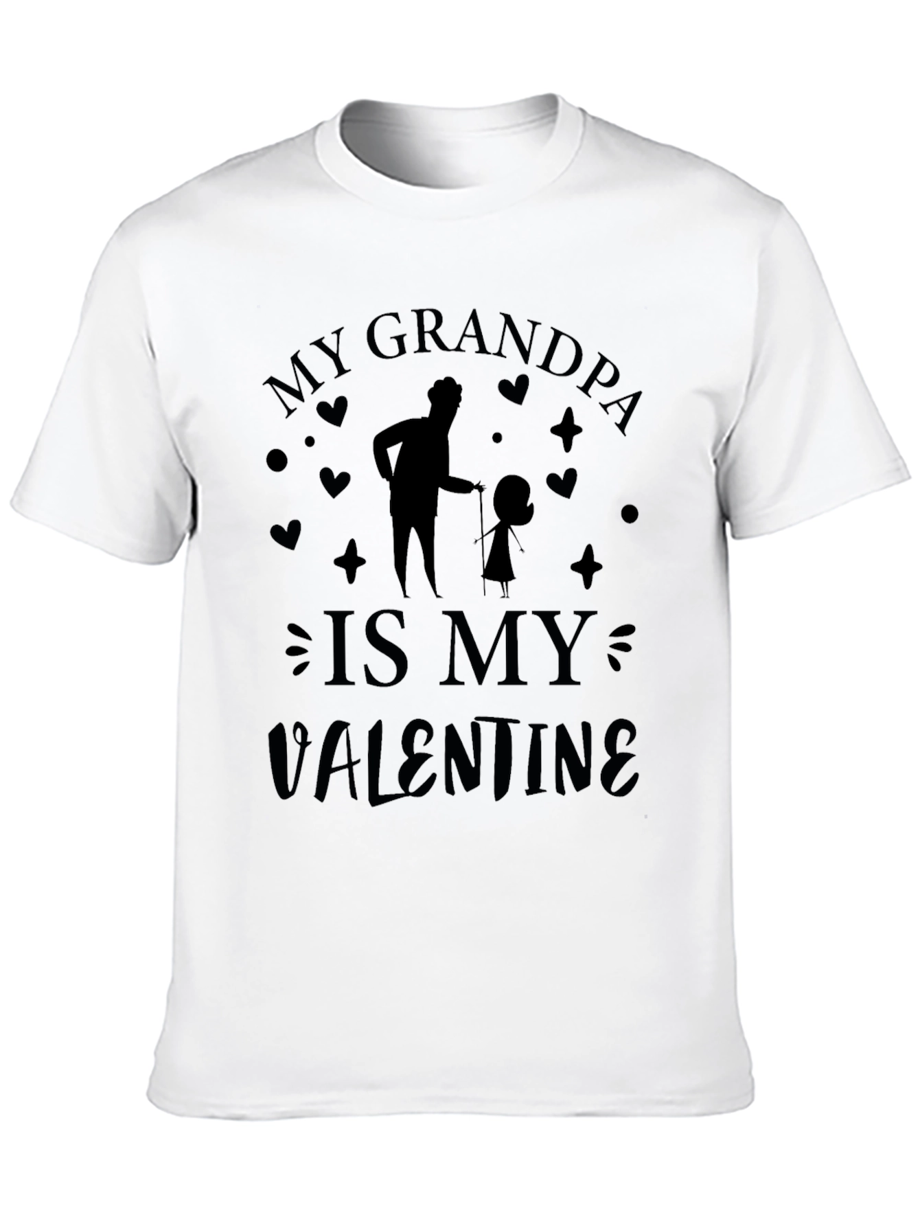 My Grandpa is My Valentine Black Graphic T-Shirt