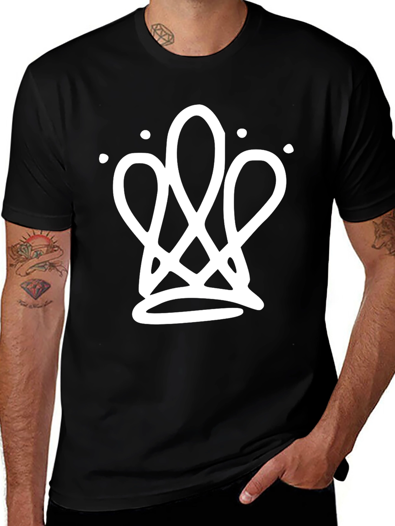 Abstract Crown Black T-Shirt - Modern Streetwear Design