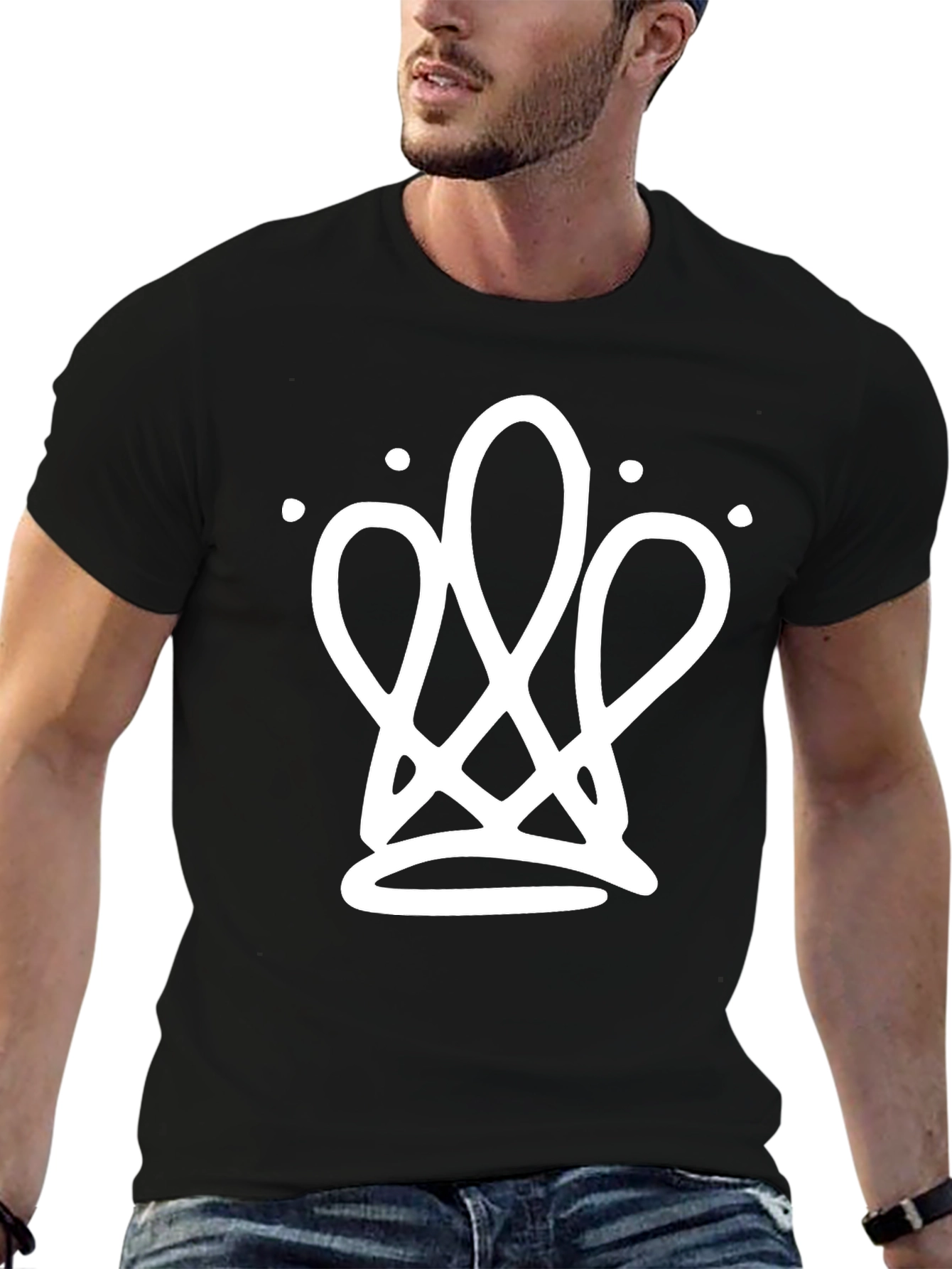 Abstract Crown Black T-Shirt - Modern Streetwear Design