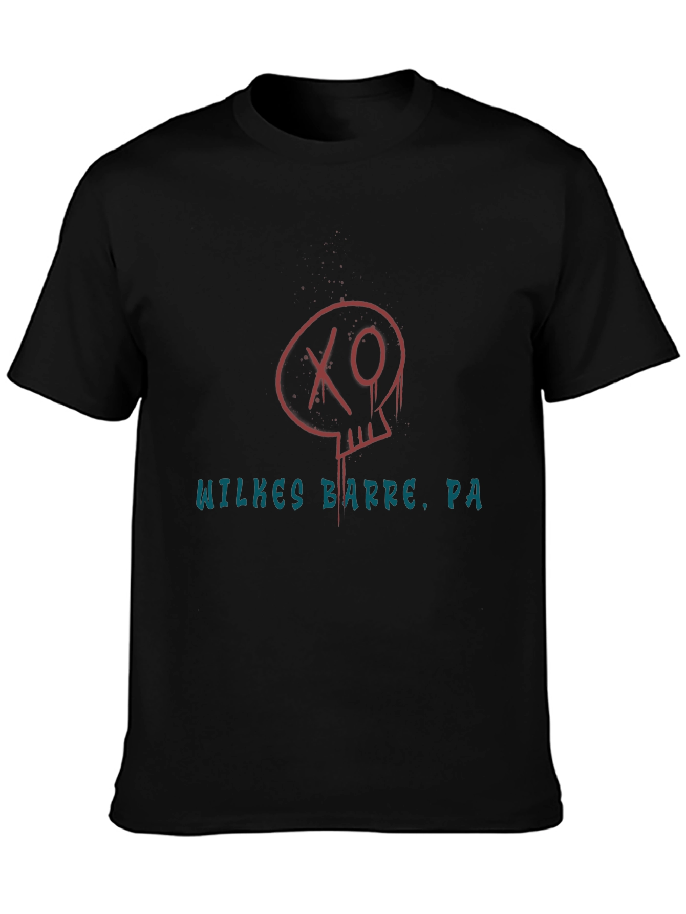 Skull Wilkes Barre PA Black T-Shirt