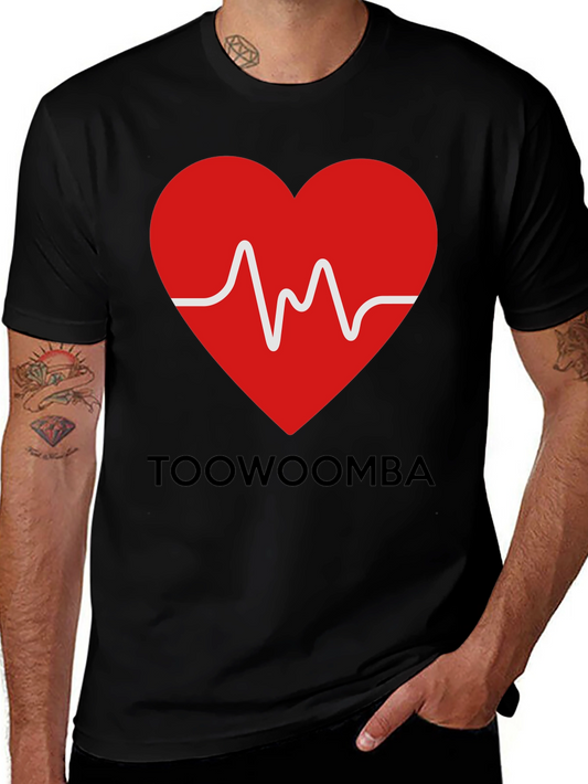 Toowoomba Heartbeat T-Shirt - Mens Black Graphic Tee