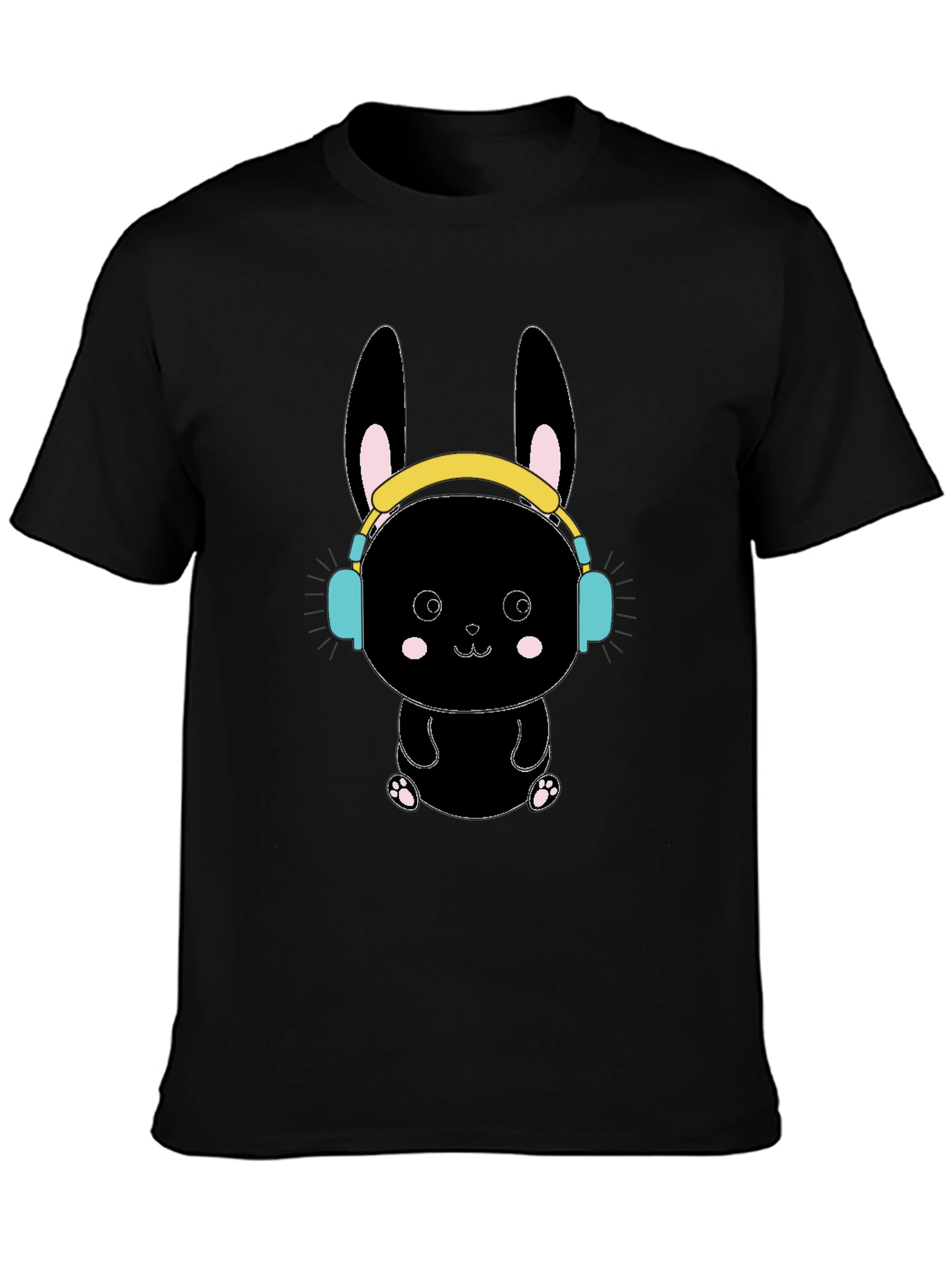 Black Bunny T-Shirt with Headphones