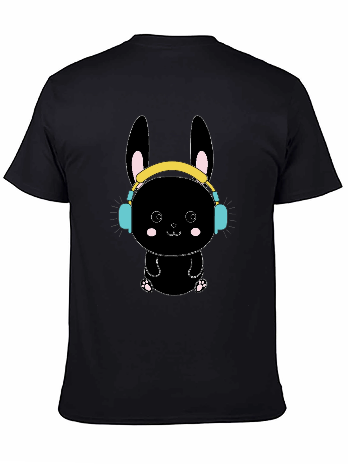 Black Bunny T-Shirt with Headphones