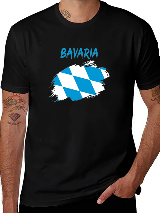 Bavaria Flag Graphic Tee - Black Cotton T-Shirt