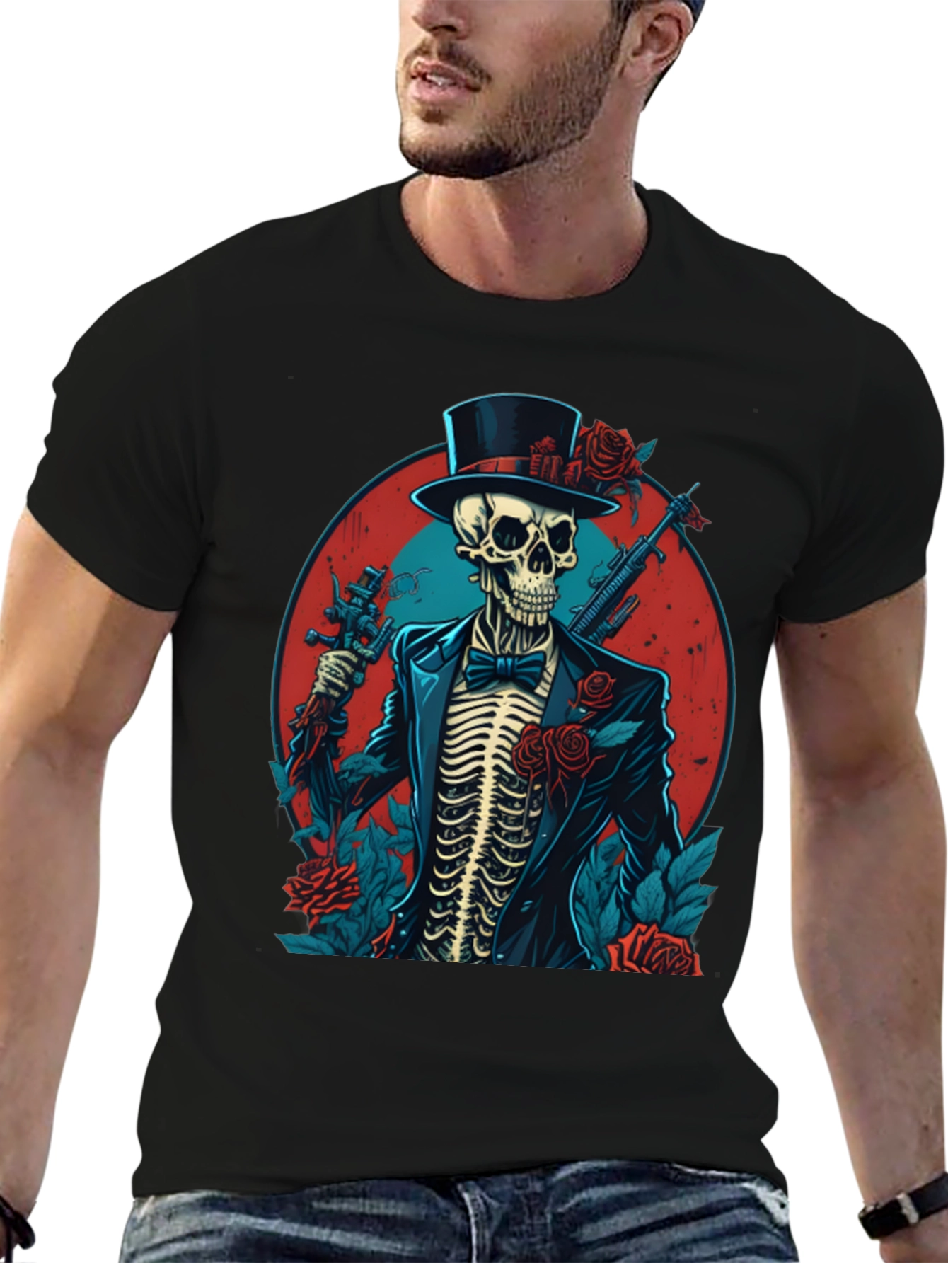 Skeleton Gangster Graphic Tee