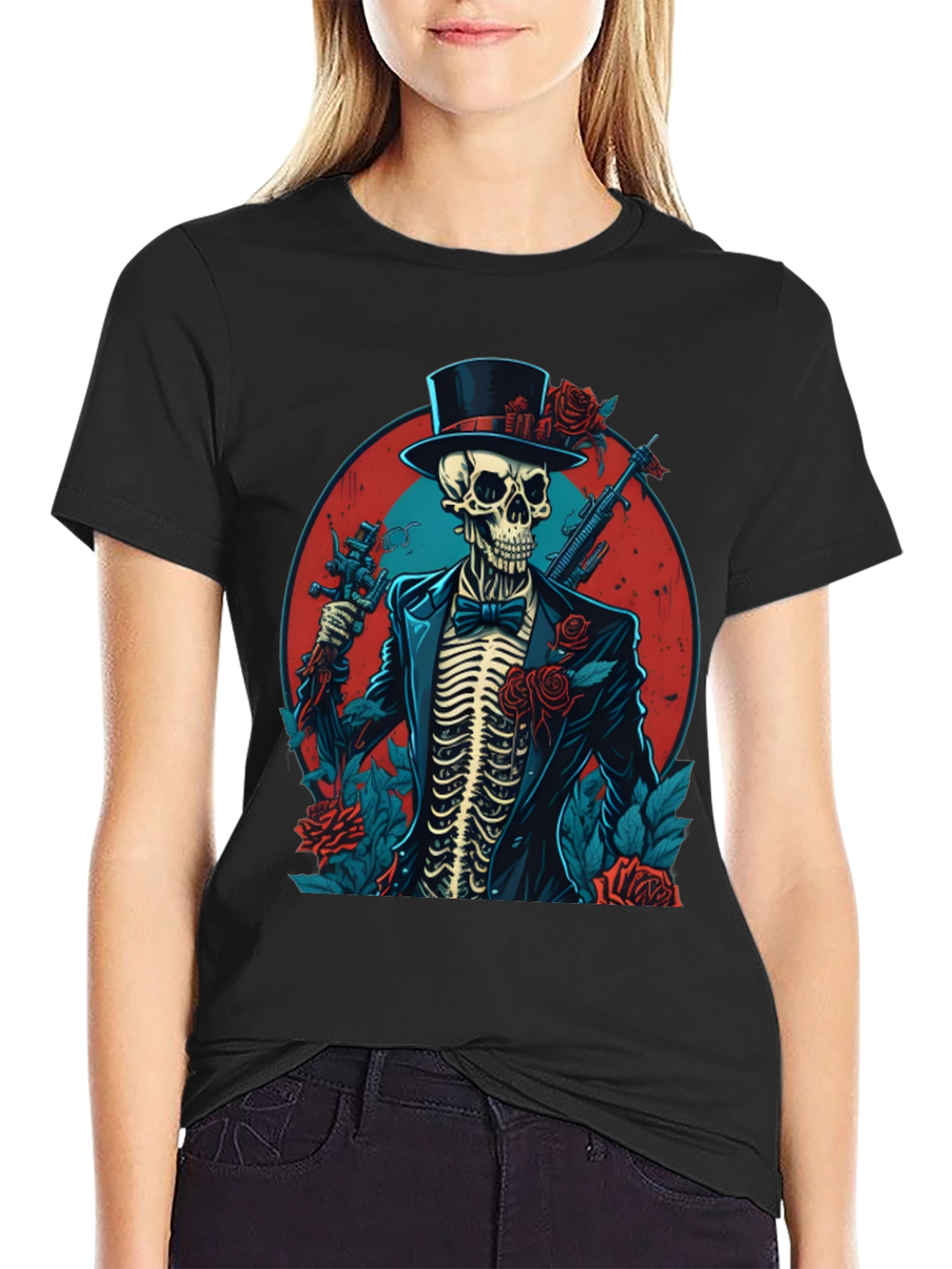 Skeleton Gangster Graphic Tee