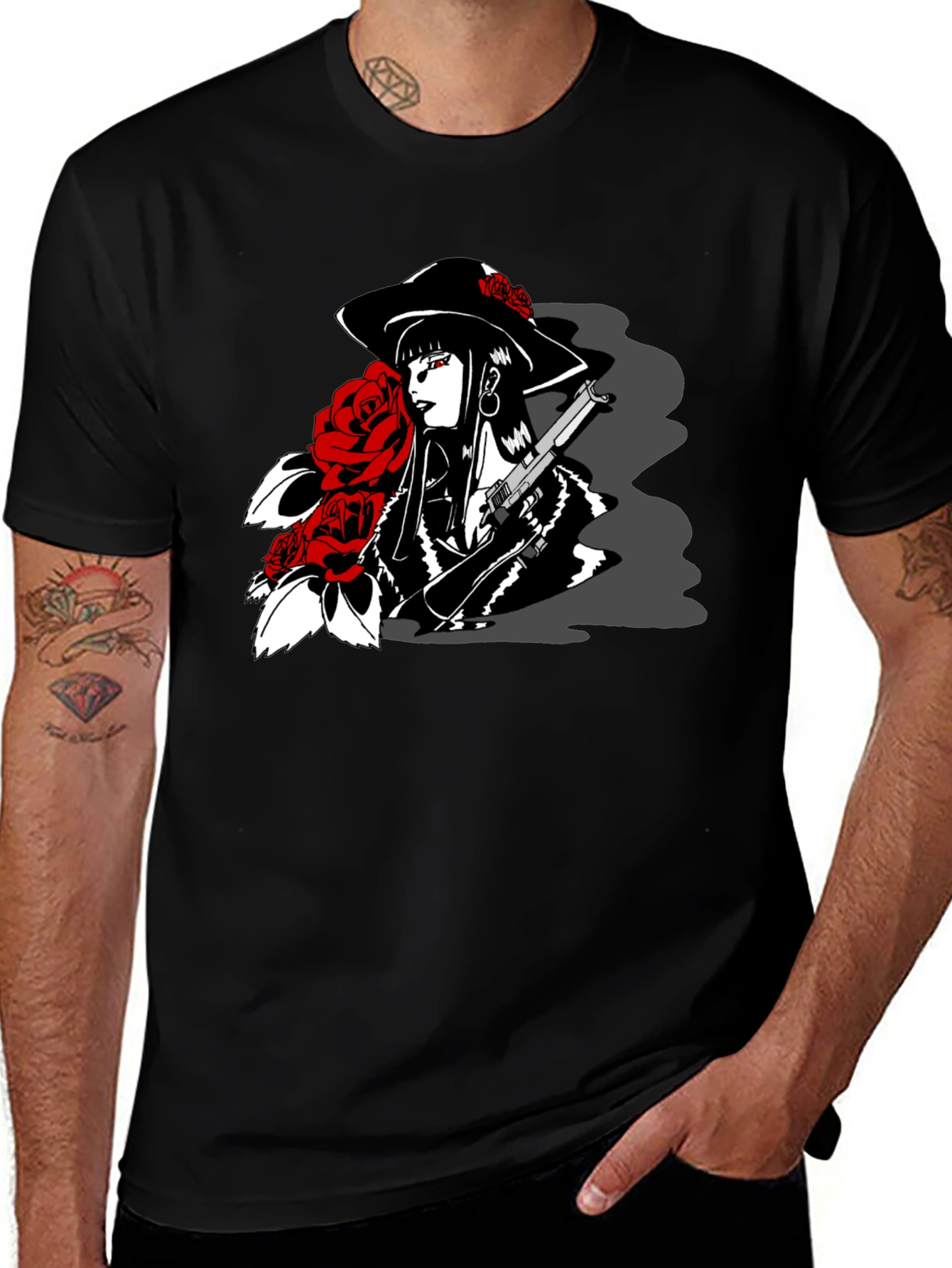 Rose Noir T-Shirt - Gangster Girl Graphic Tee