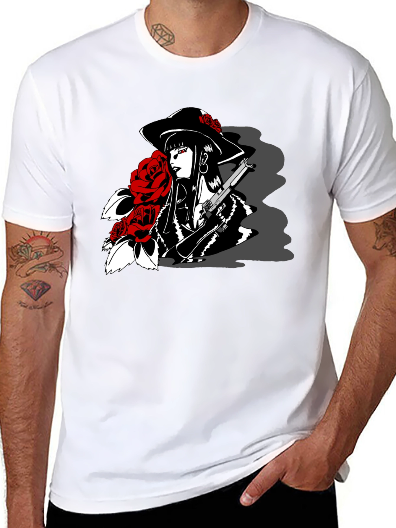Rose Noir T-Shirt - Gangster Girl Graphic Tee