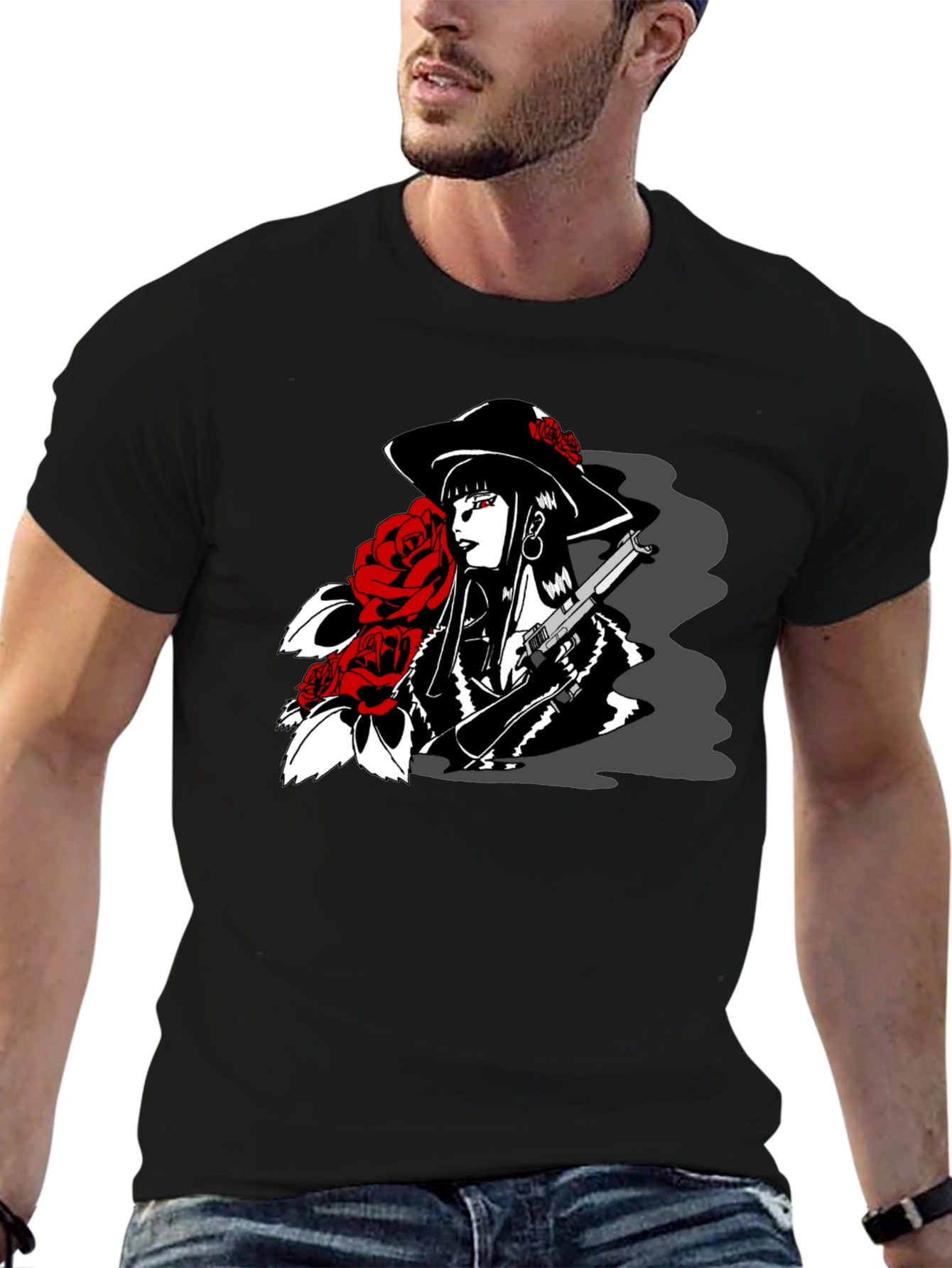 Rose Noir T-Shirt - Gangster Girl Graphic Tee