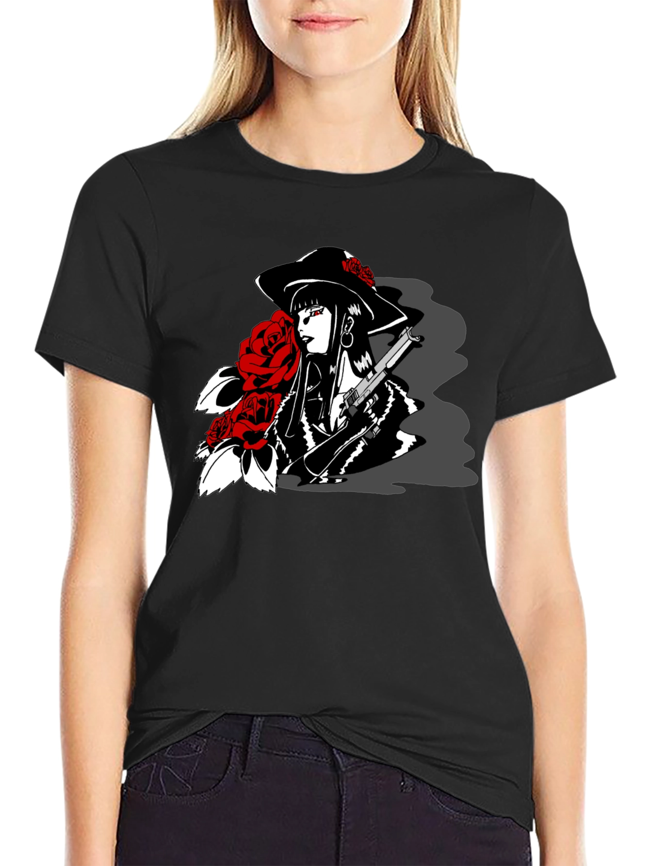 Rose Noir T-Shirt - Gangster Girl Graphic Tee