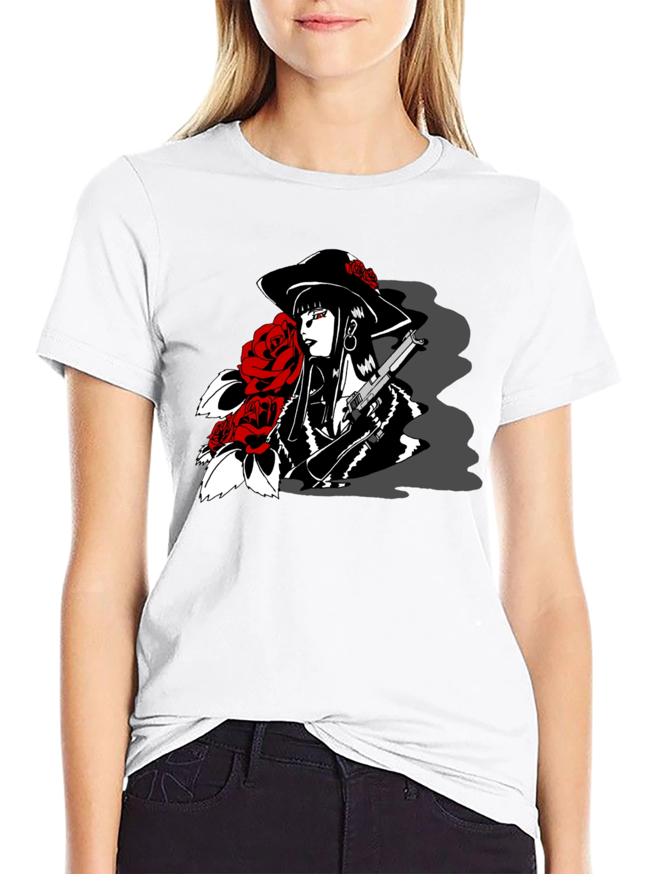 Rose Noir T-Shirt - Gangster Girl Graphic Tee