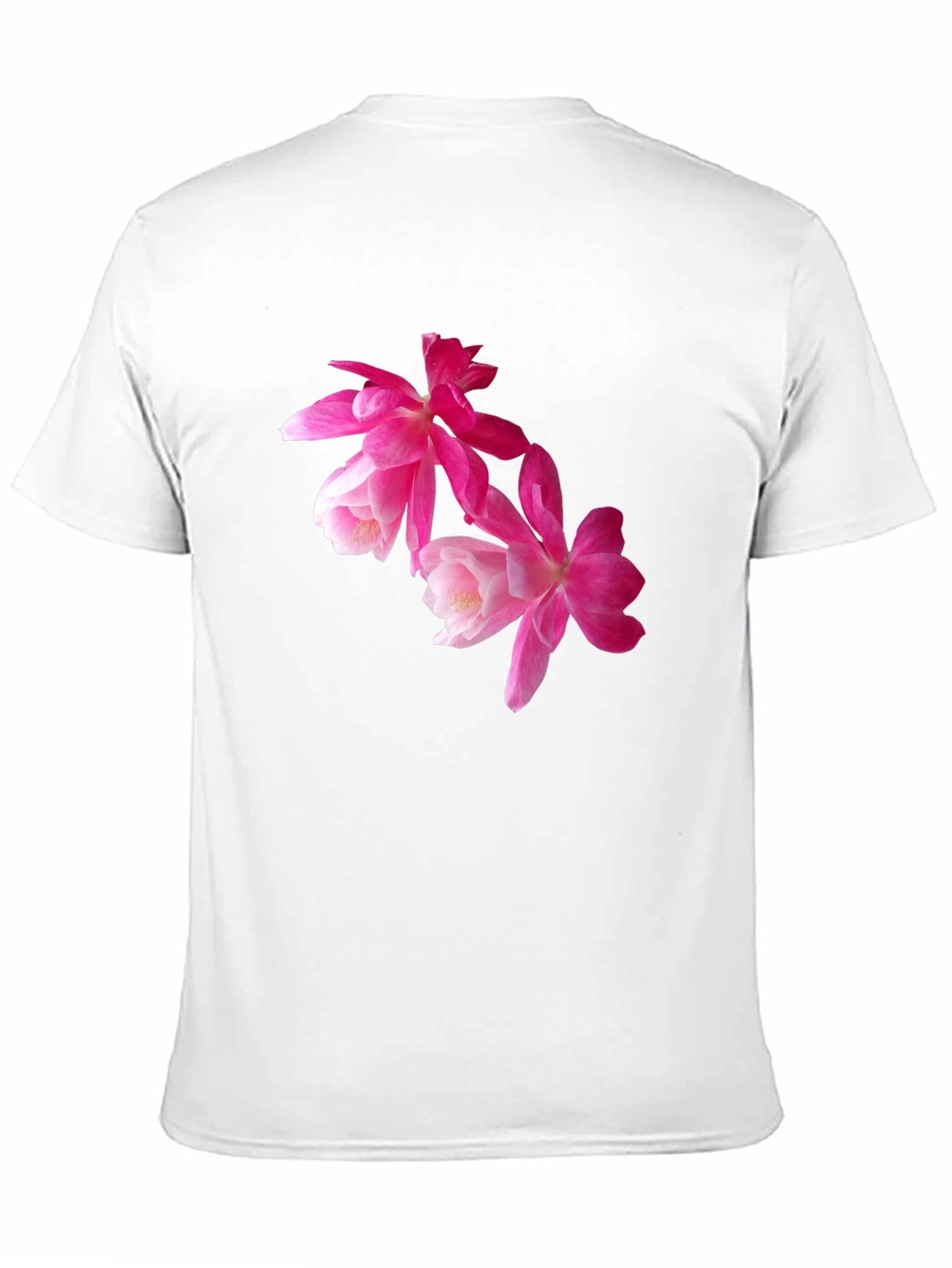 Floral Print T-Shirt - Pink Flowers on Black
