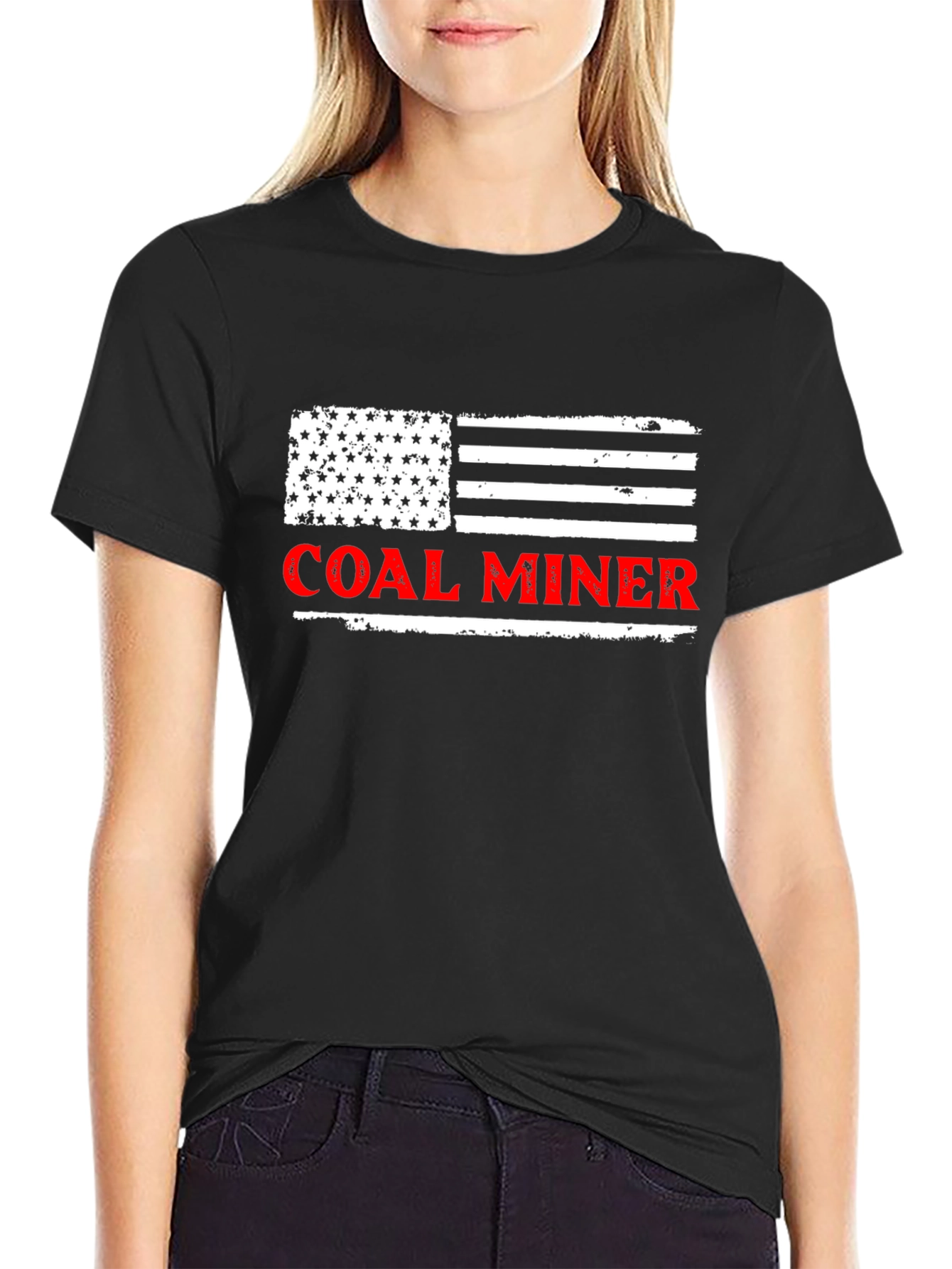 Coal Miner American Flag Graphic T-Shirt