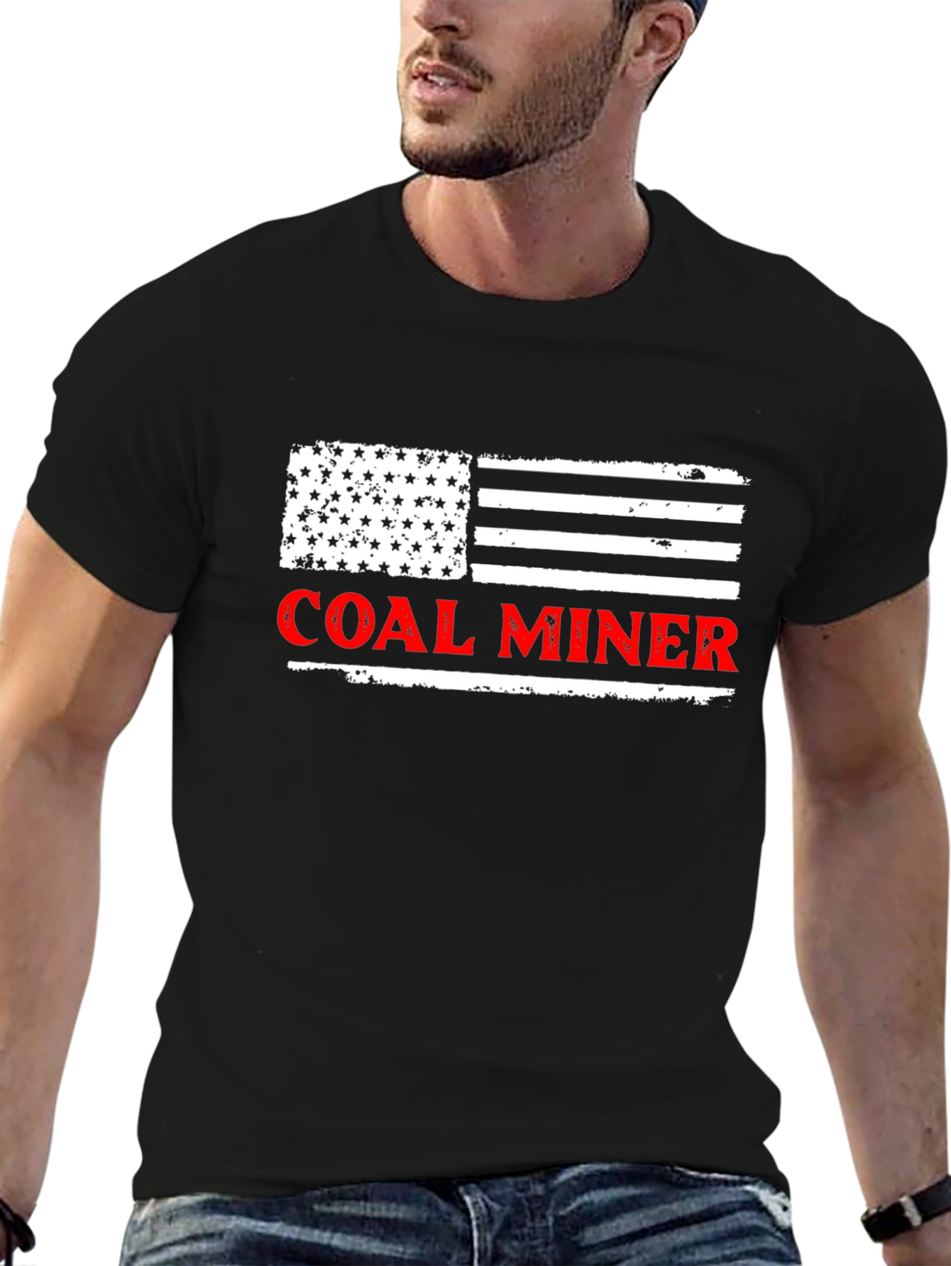 Coal Miner American Flag Graphic T-Shirt