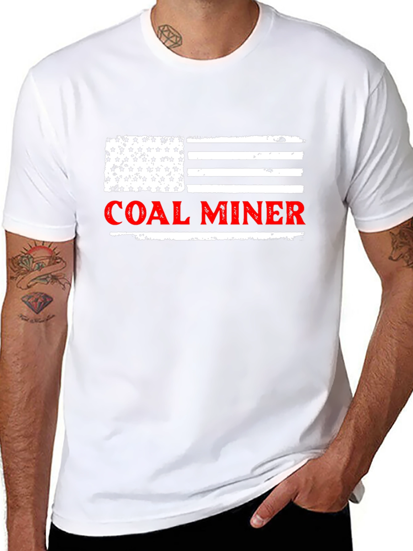Coal Miner American Flag Graphic T-Shirt