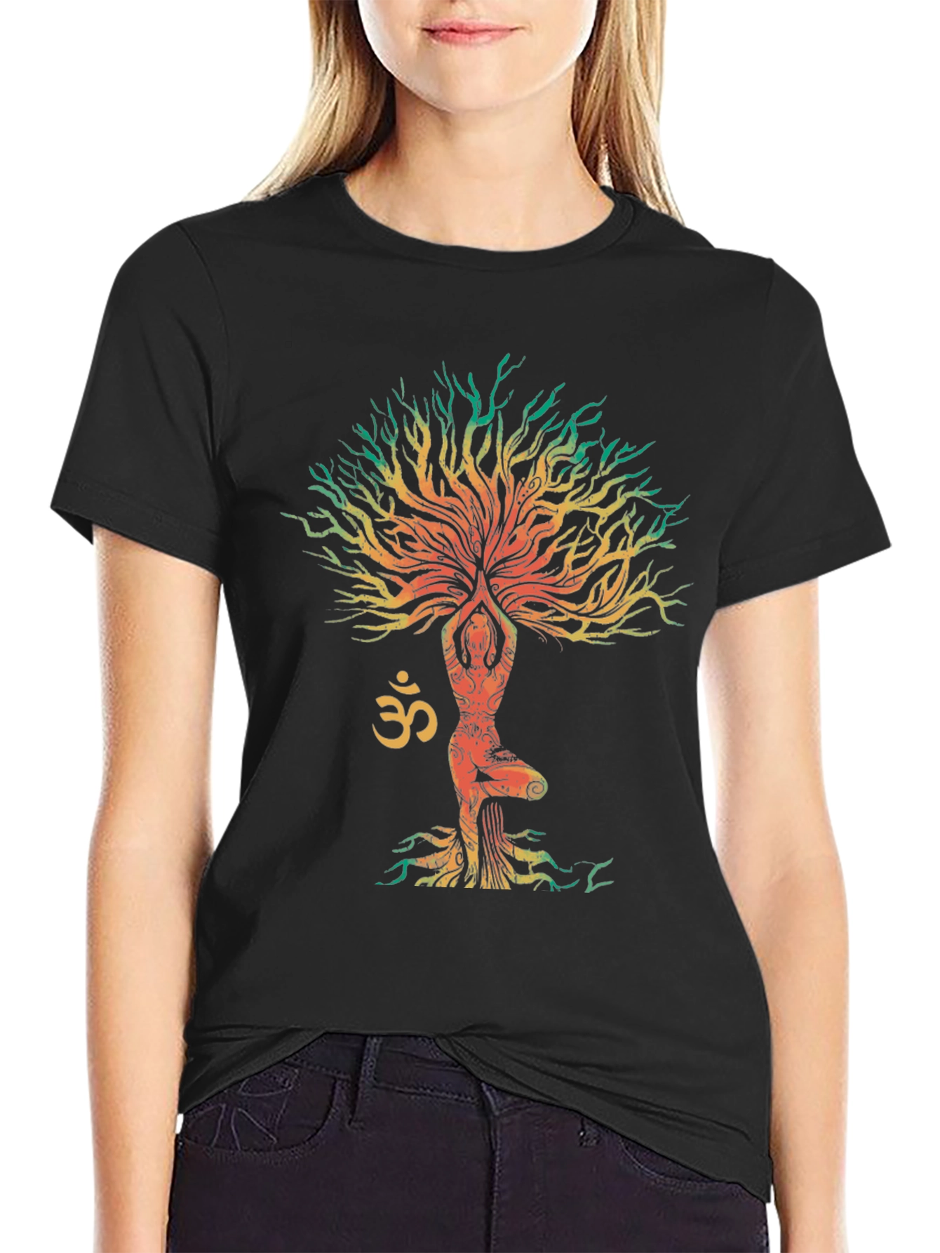 Yoga Tree Om Symbol Graphic T-Shirt