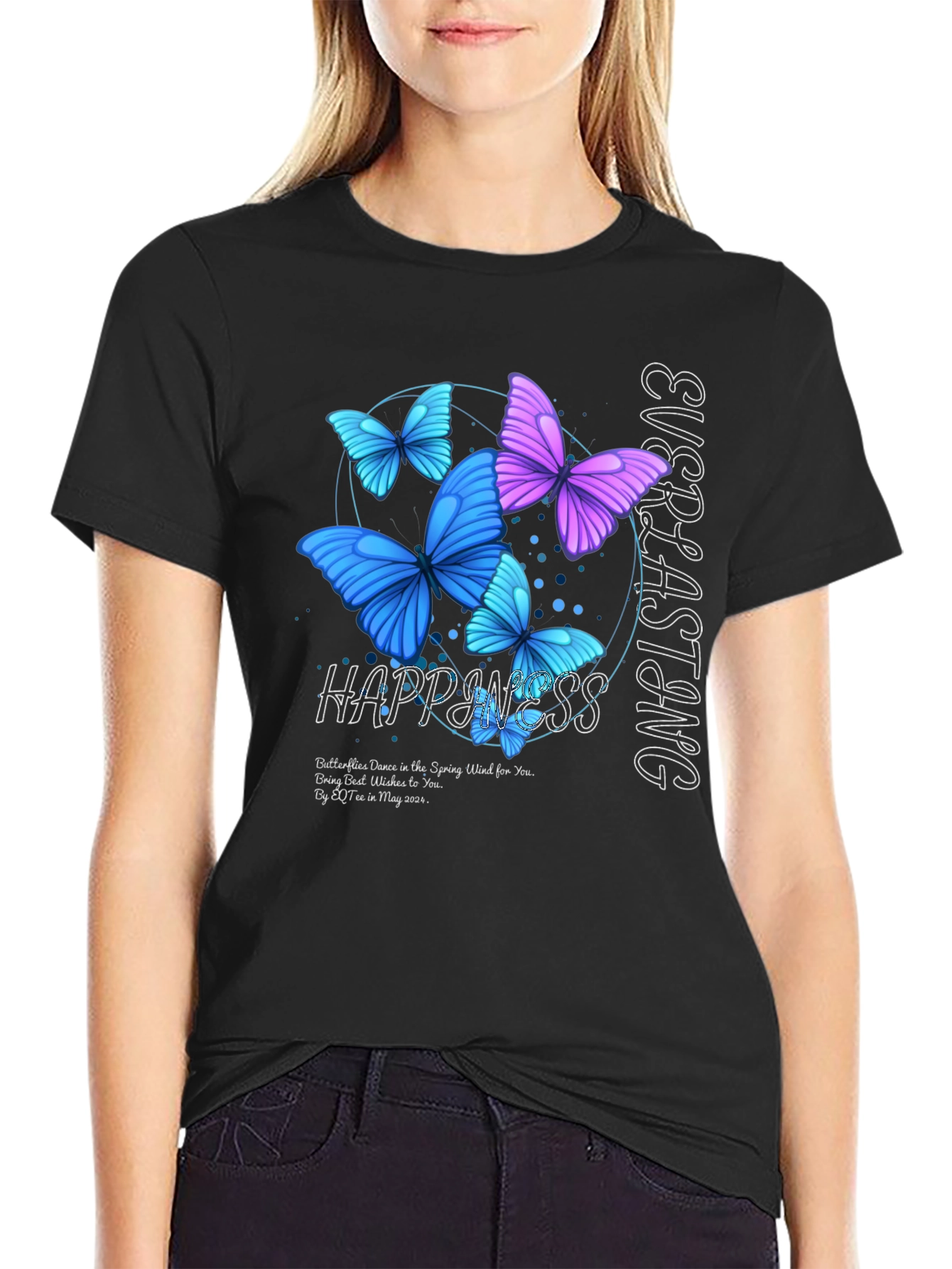 Everlasting Happiness Butterfly Graphic T-Shirt