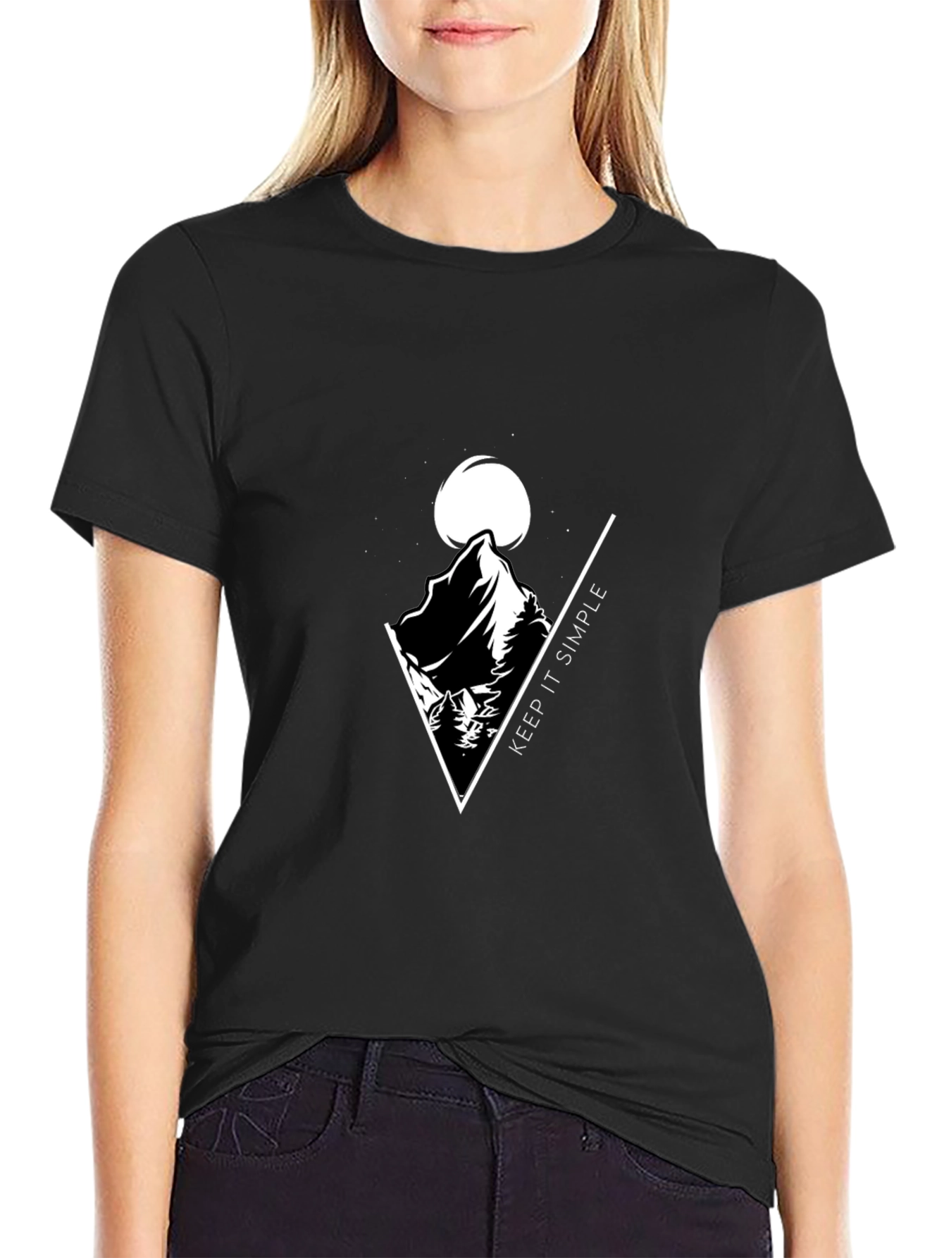 Keep It Simple Mountain Graphic Tee - Black