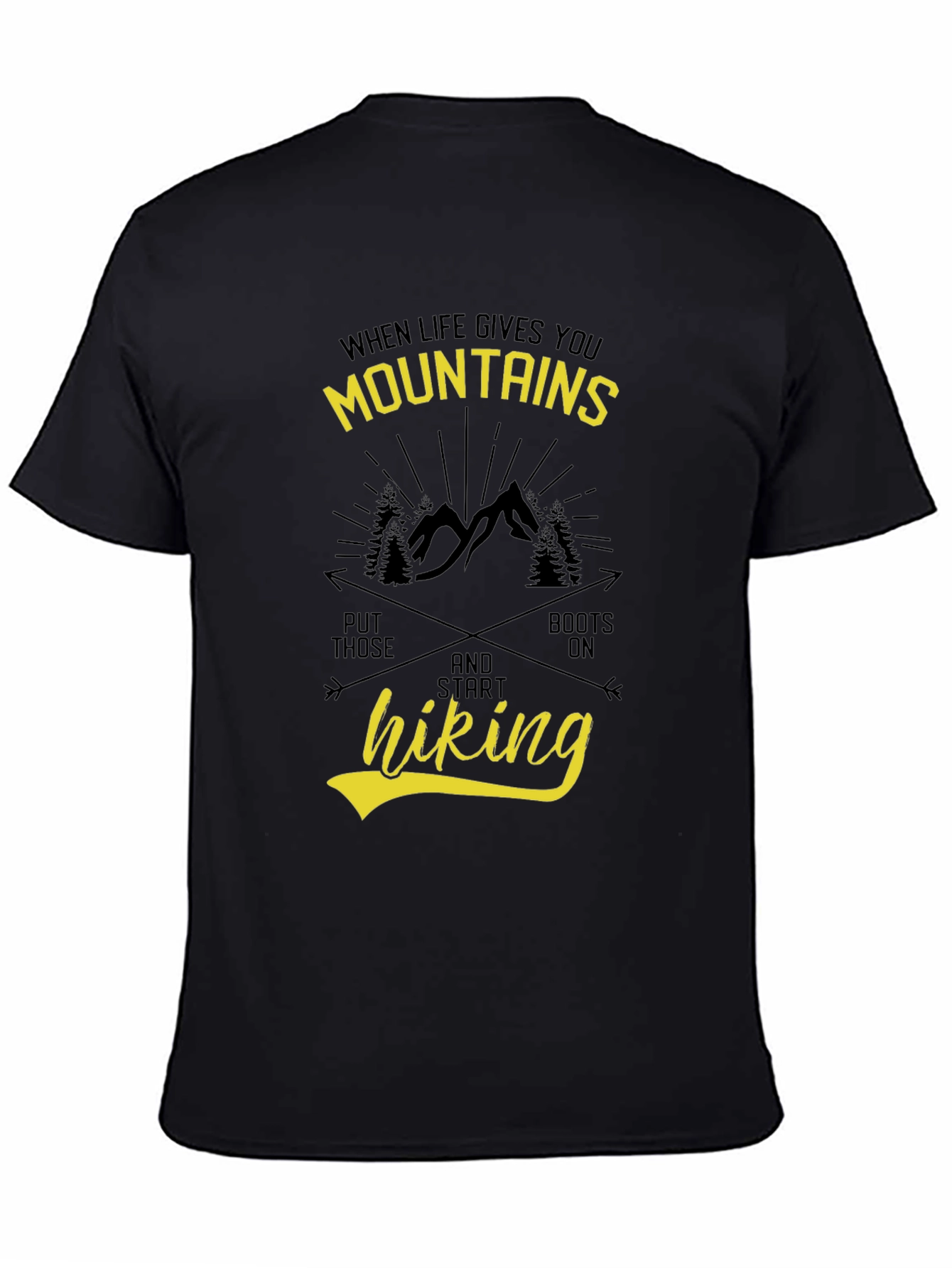 Mountains & Hiking Graphic Tee - Black