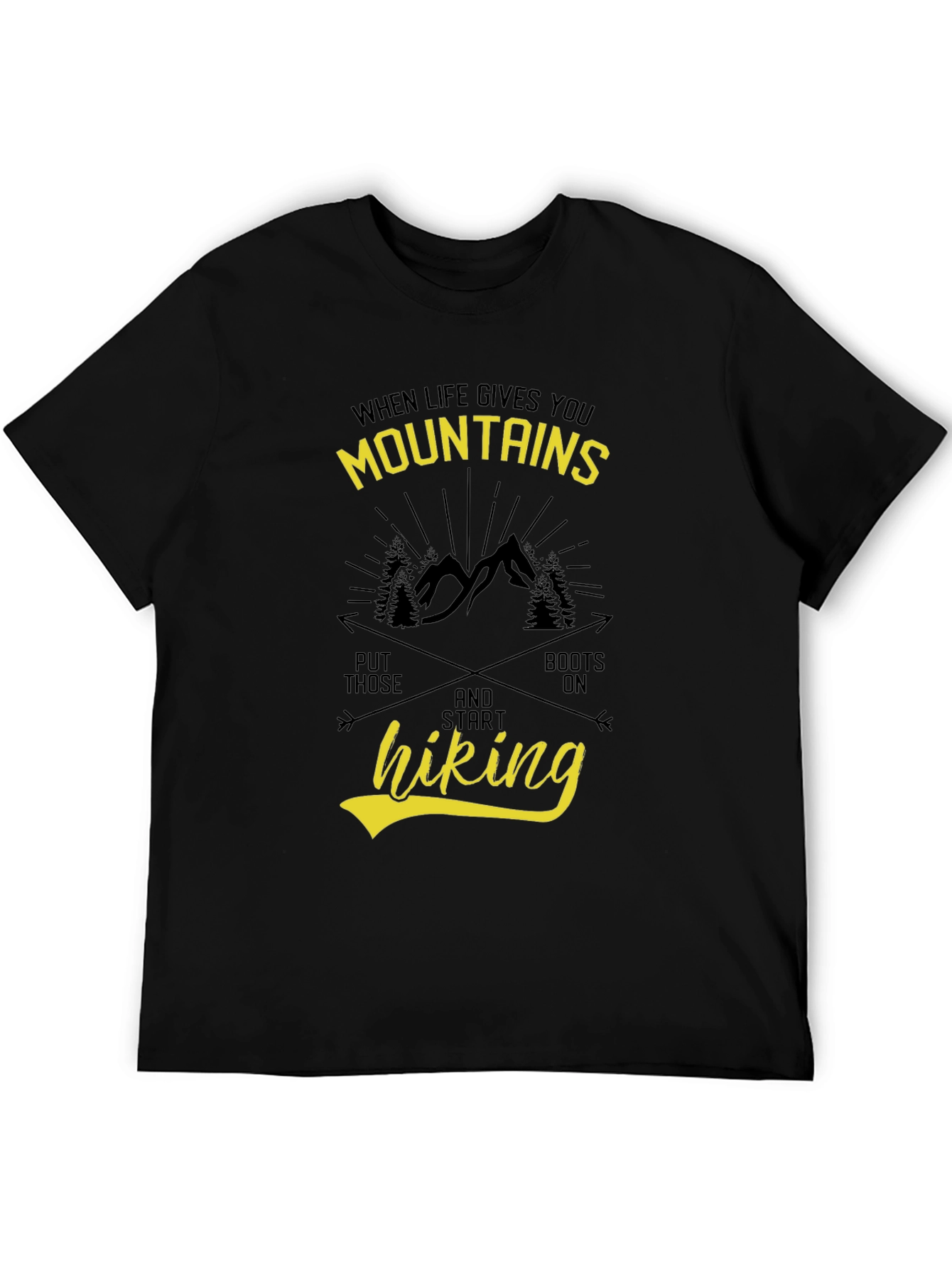 Mountains & Hiking Graphic Tee - Black