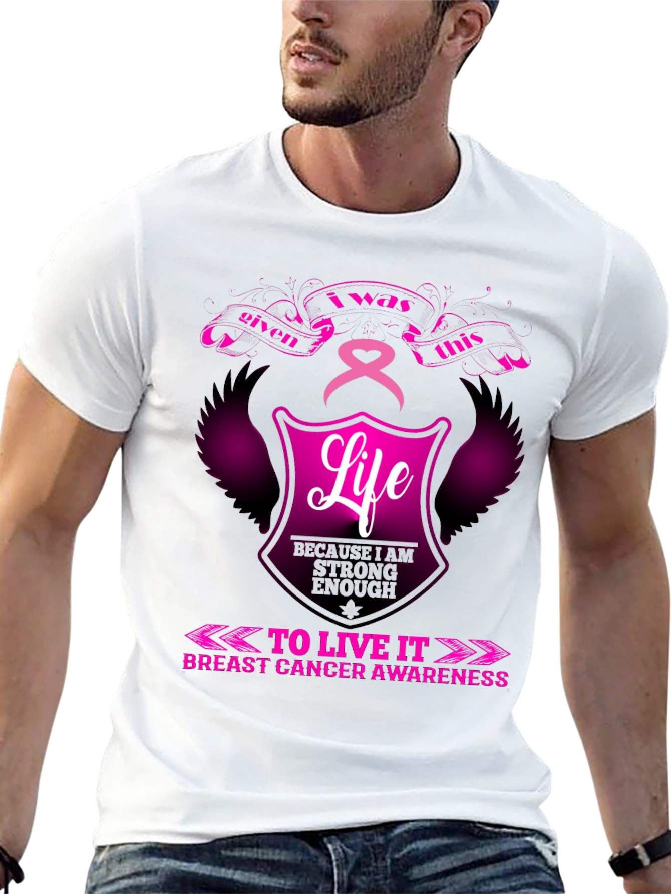 Breast Cancer Awareness T-Shirt - Life Given Strong Enough
