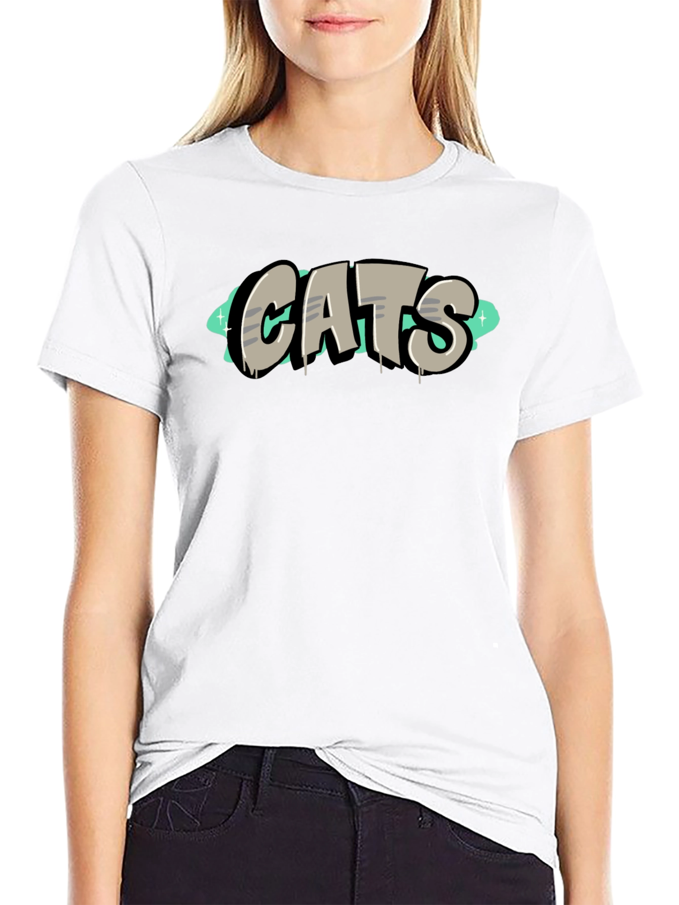 CATS Graphic Tee - Black Cotton T-Shirt