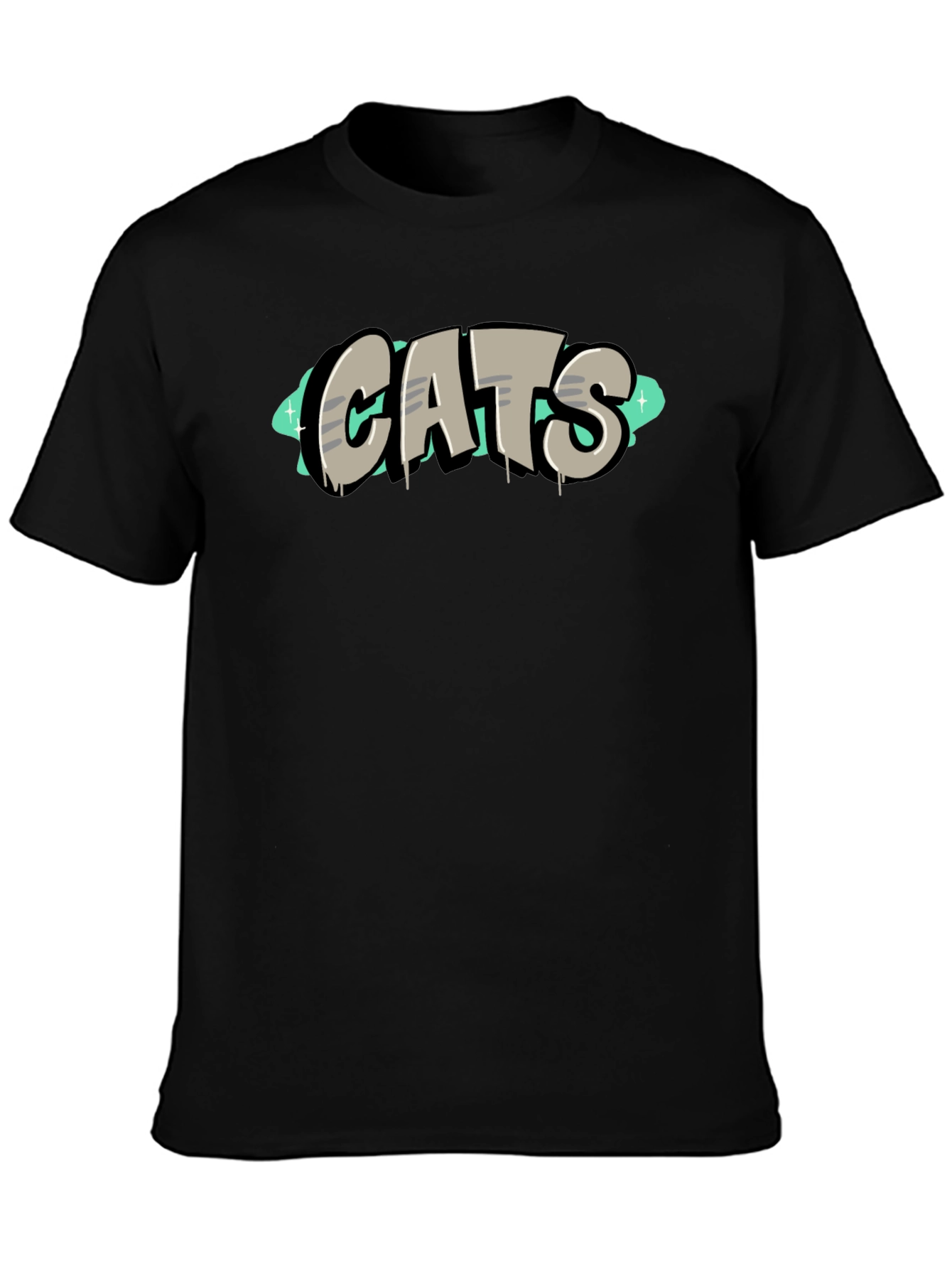 CATS Graphic Tee - Black Cotton T-Shirt