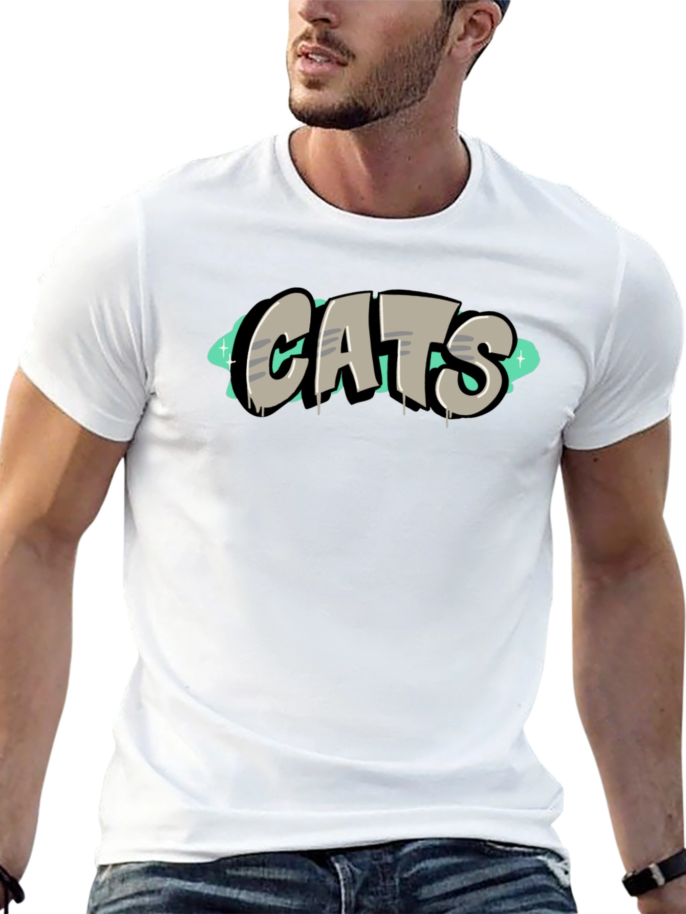 CATS Graphic Tee - Black Cotton T-Shirt