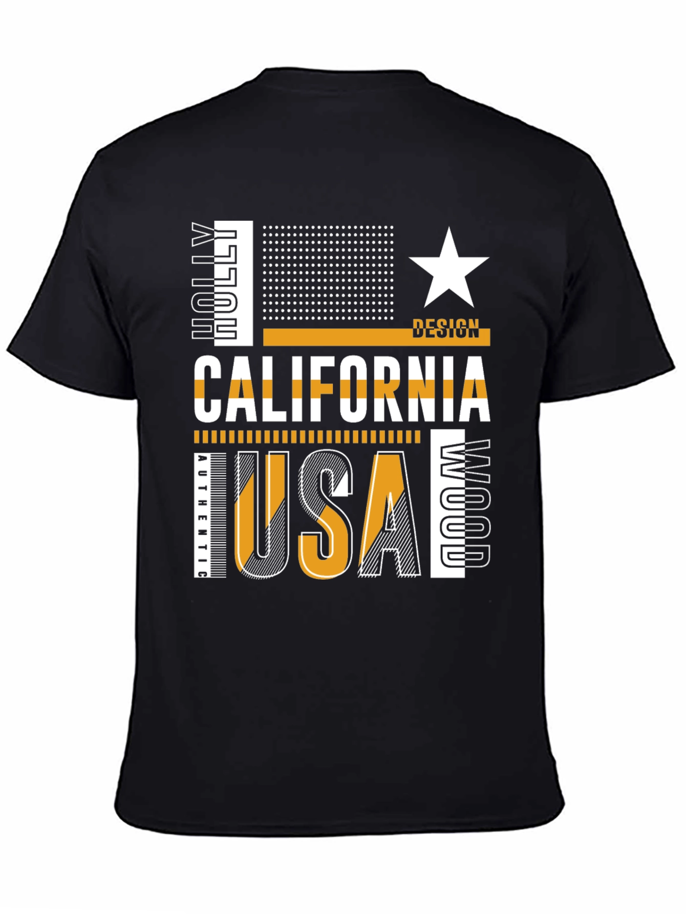 California USA Graphic Print Black T-Shirt