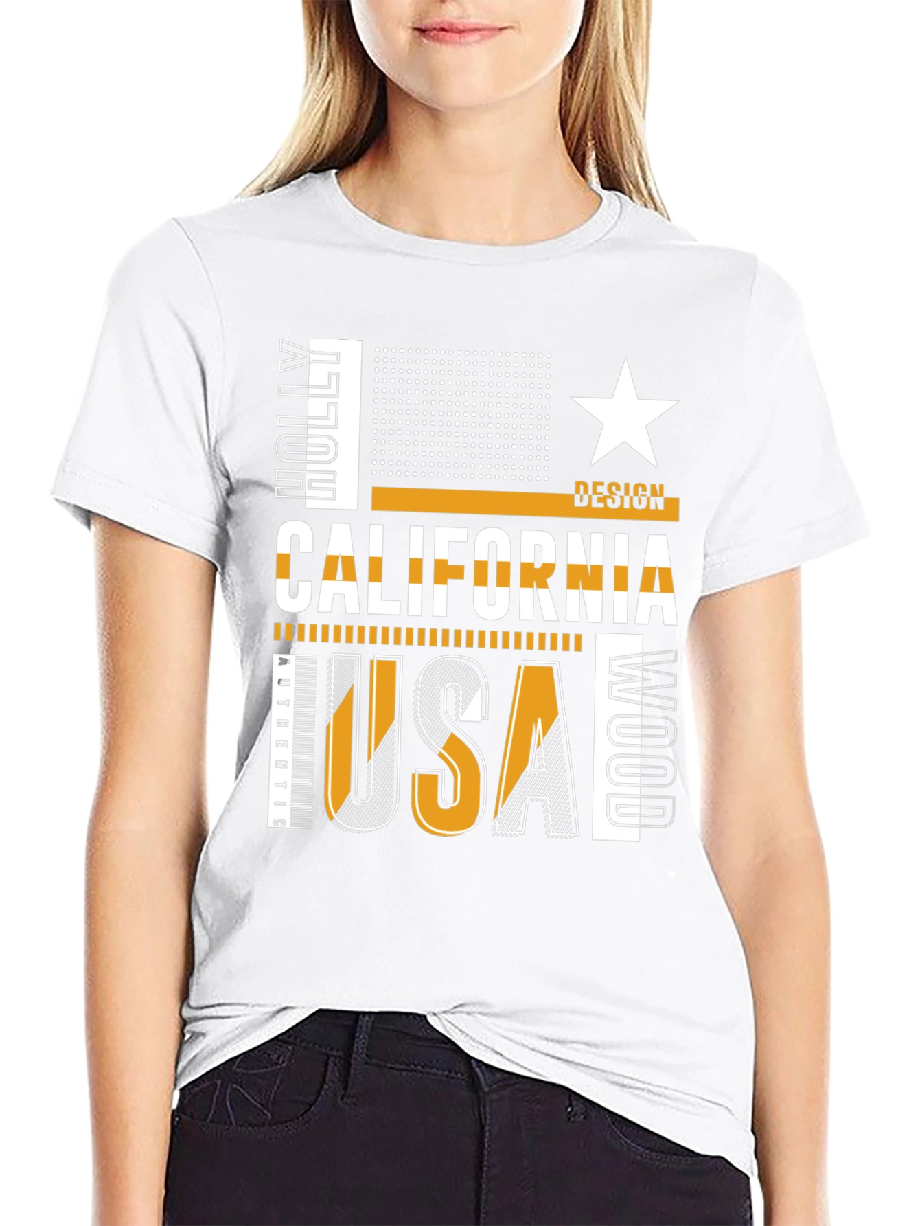 California USA Graphic Print Black T-Shirt