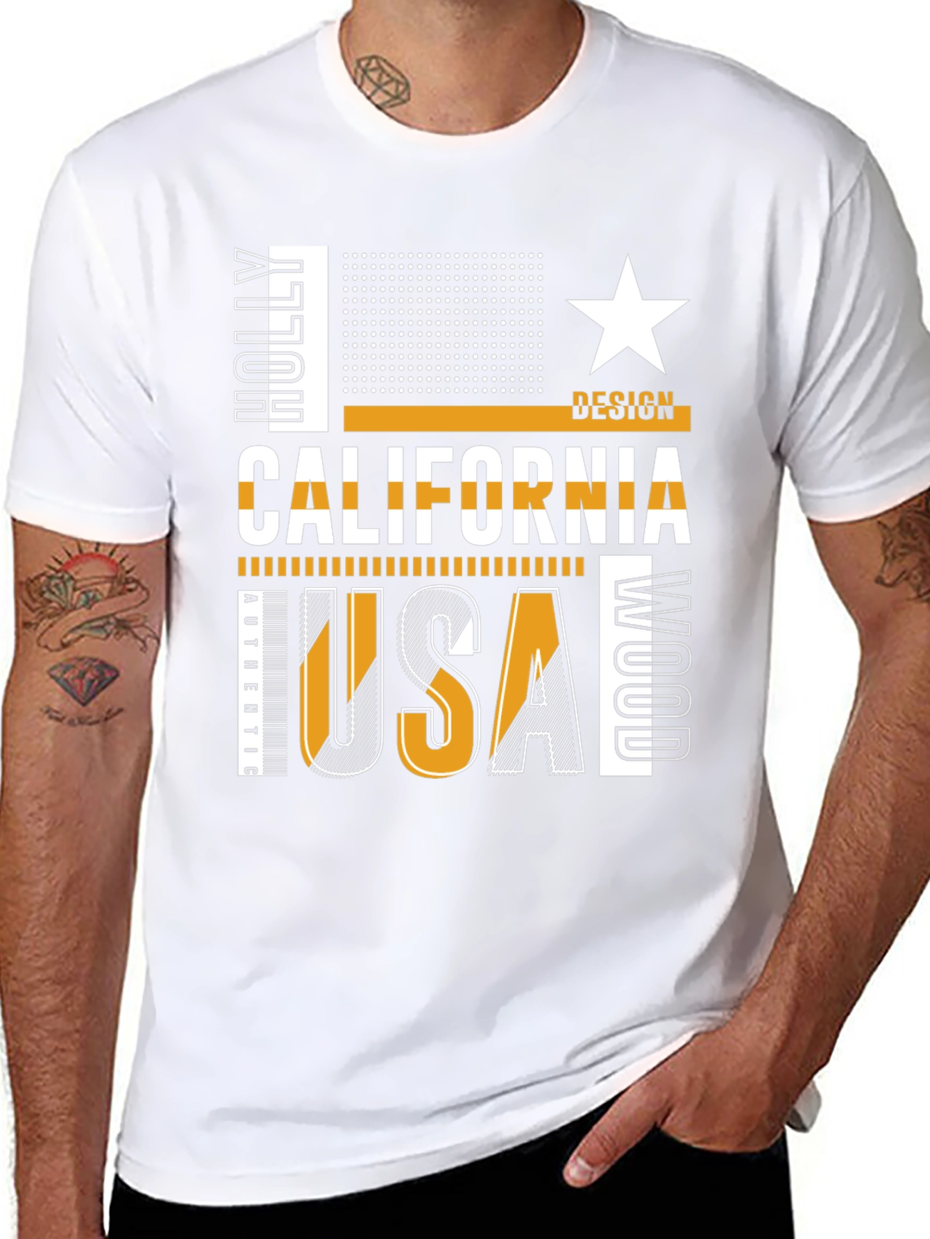 California USA Graphic Print Black T-Shirt