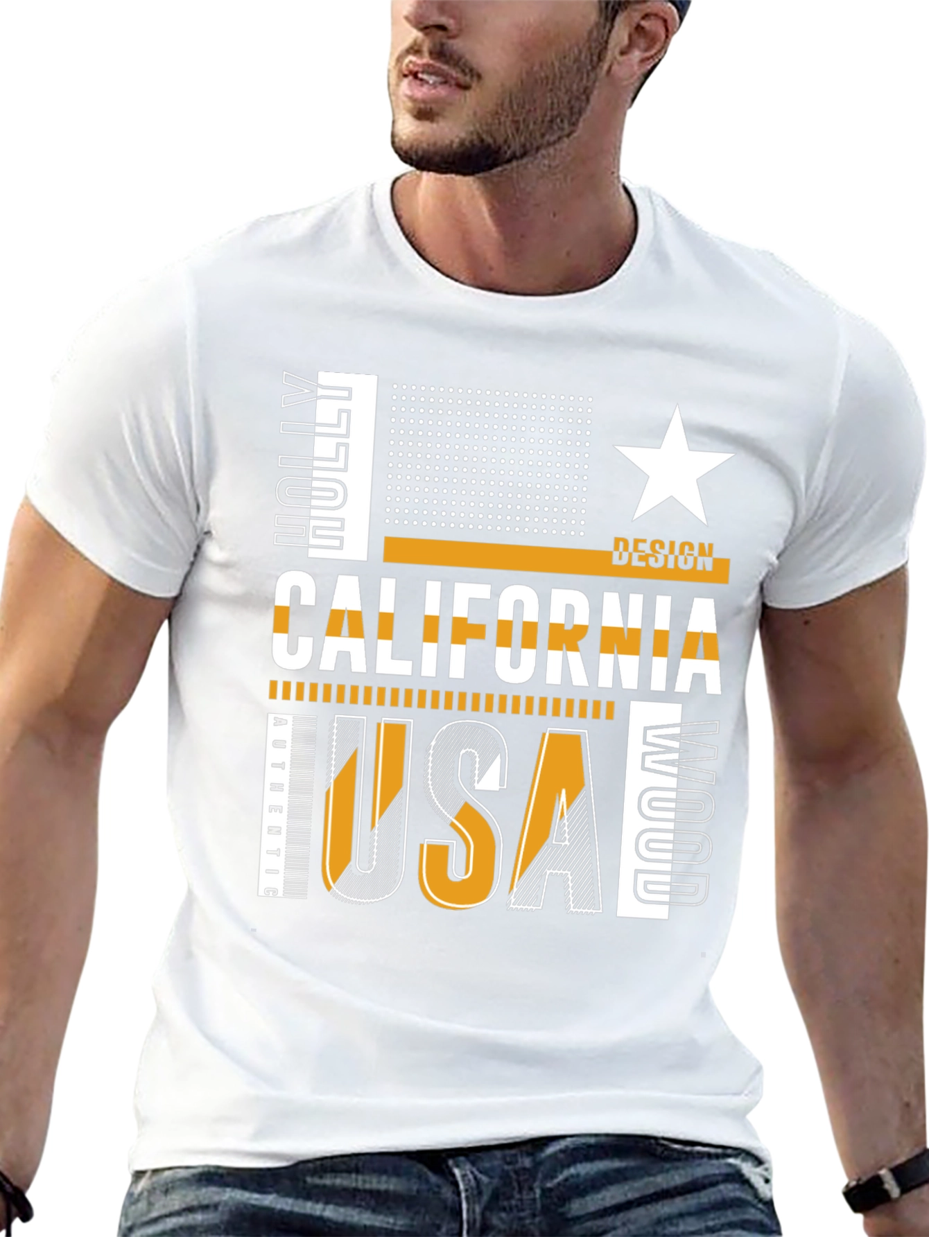 California USA Graphic Print Black T-Shirt