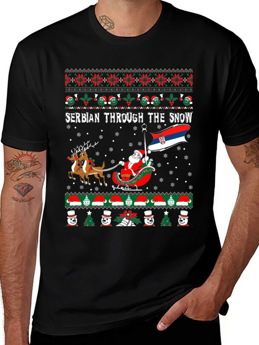 Serbian Through The Snow Ugly Christmas T-Shirt