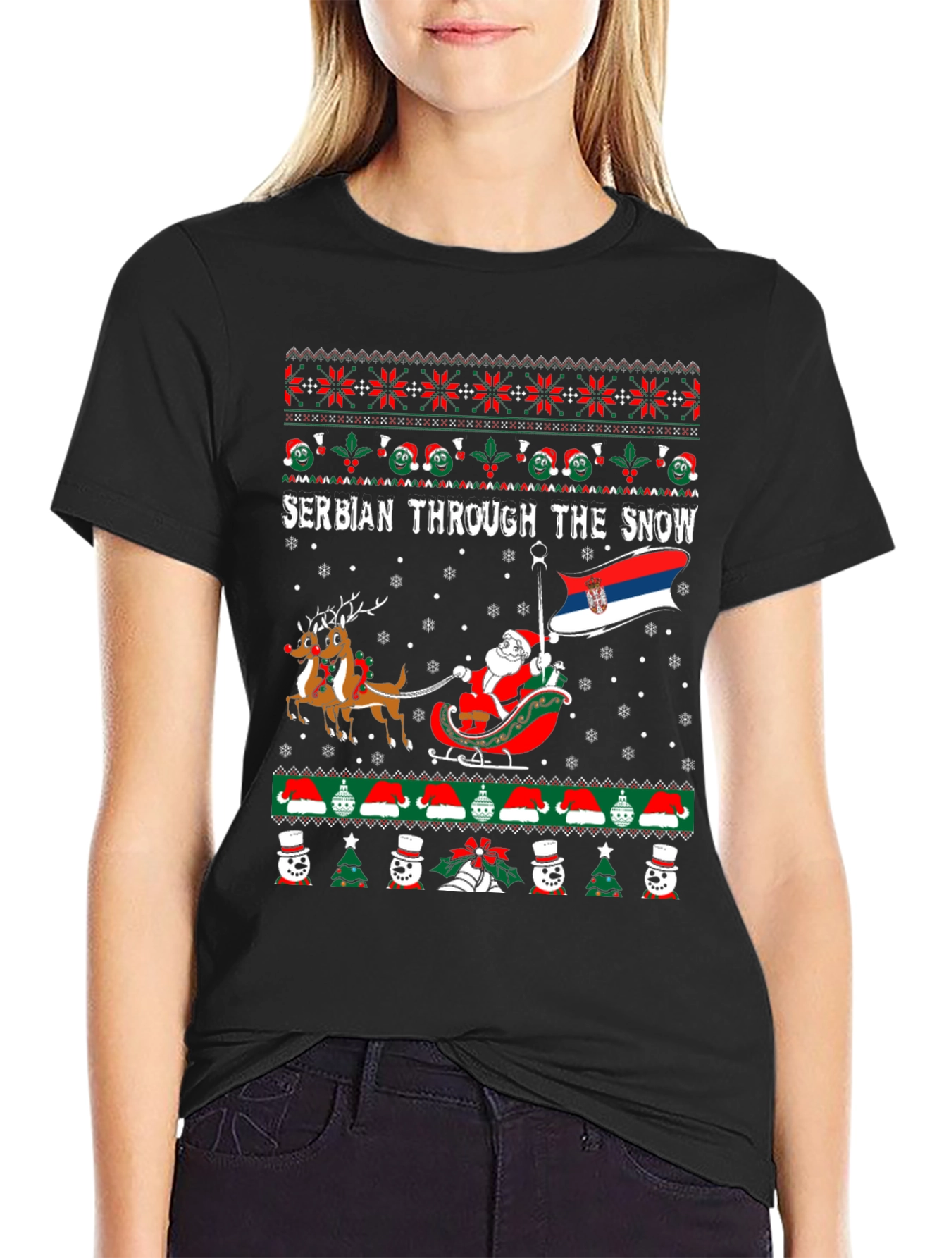 Serbian Through The Snow Ugly Christmas T-Shirt