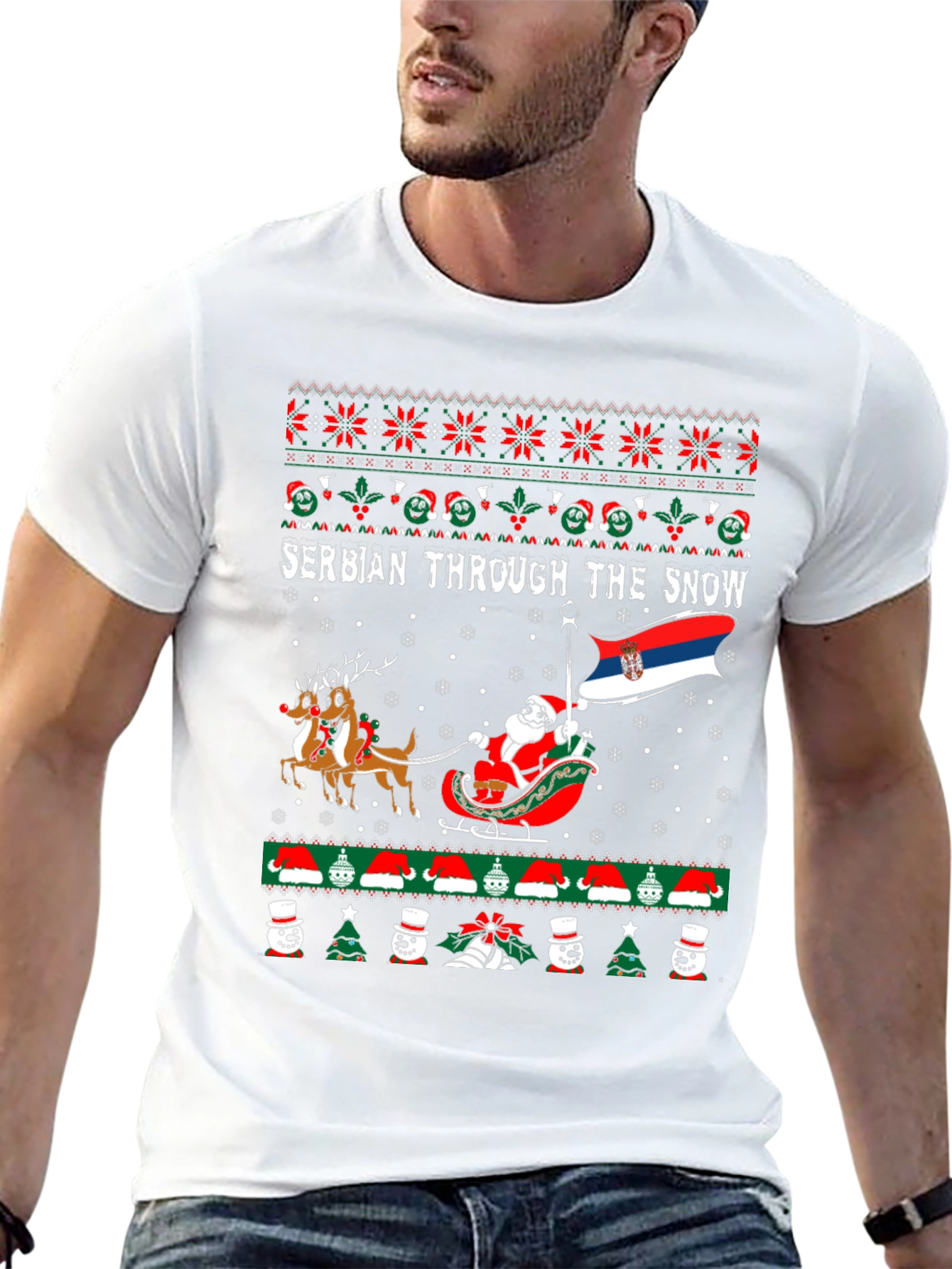 Serbian Through The Snow Ugly Christmas T-Shirt