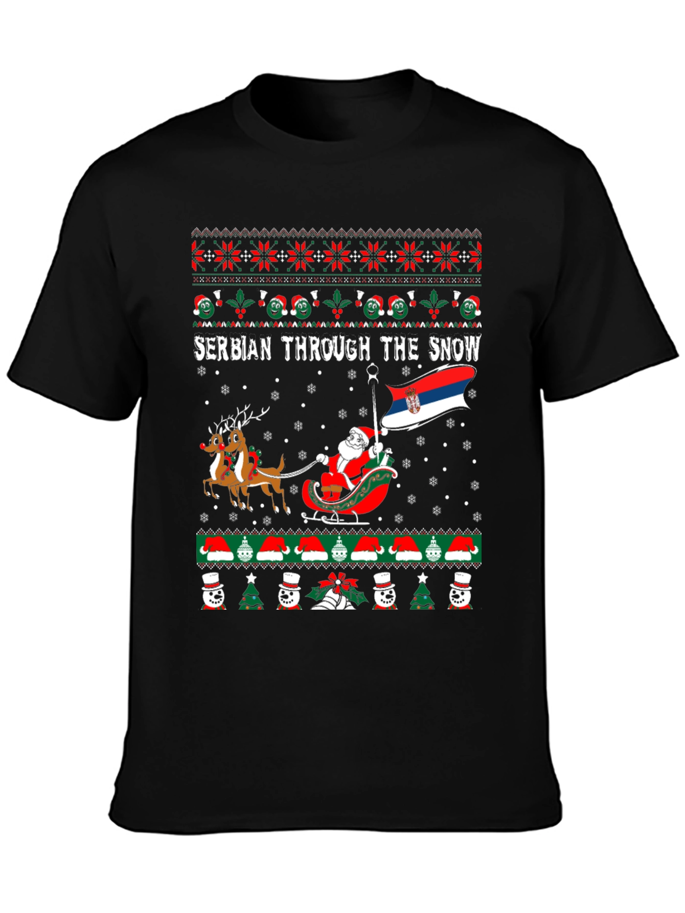 Serbian Through The Snow Ugly Christmas T-Shirt
