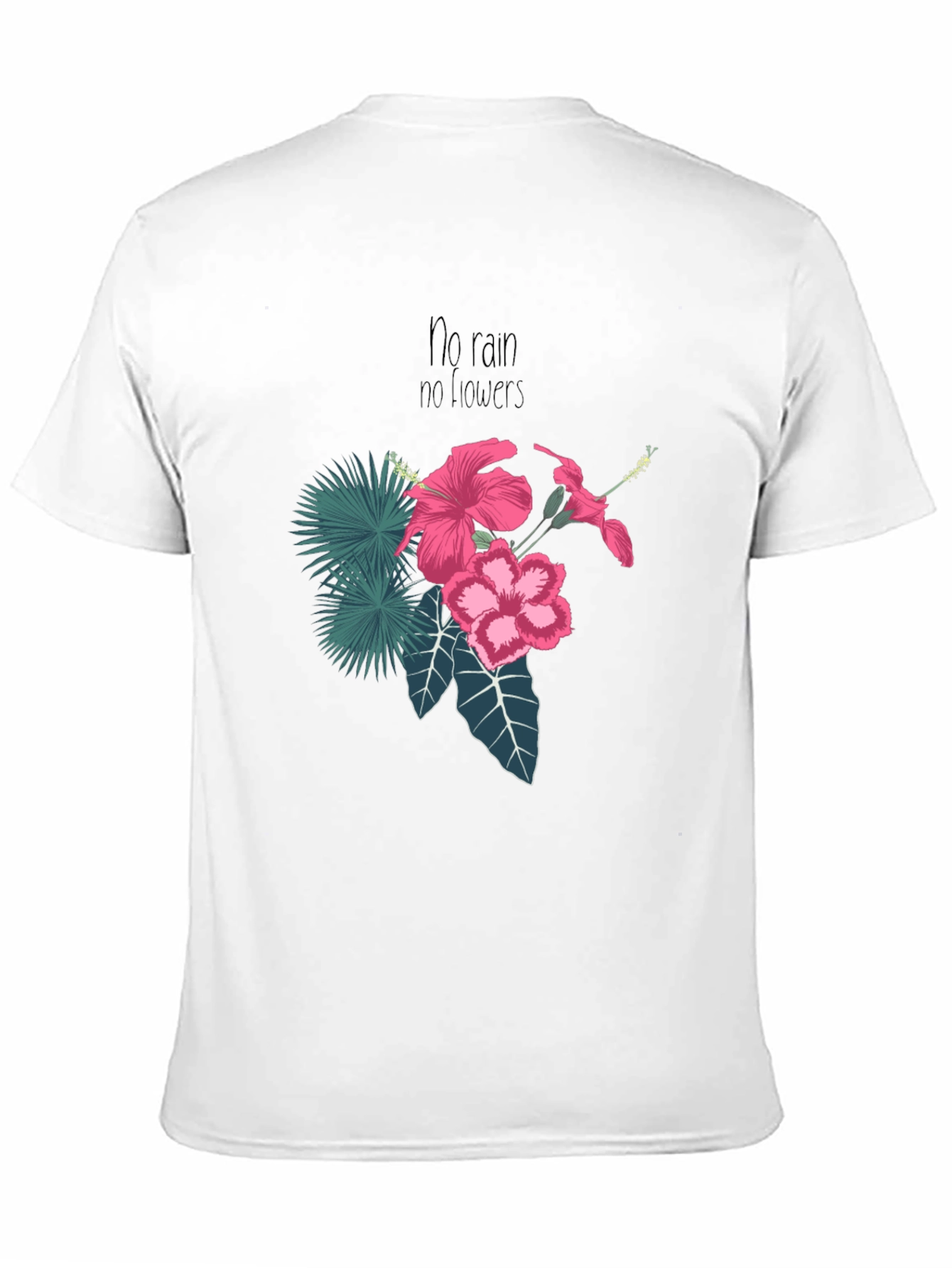 Black T-Shirt with Floral and Inspirational Print