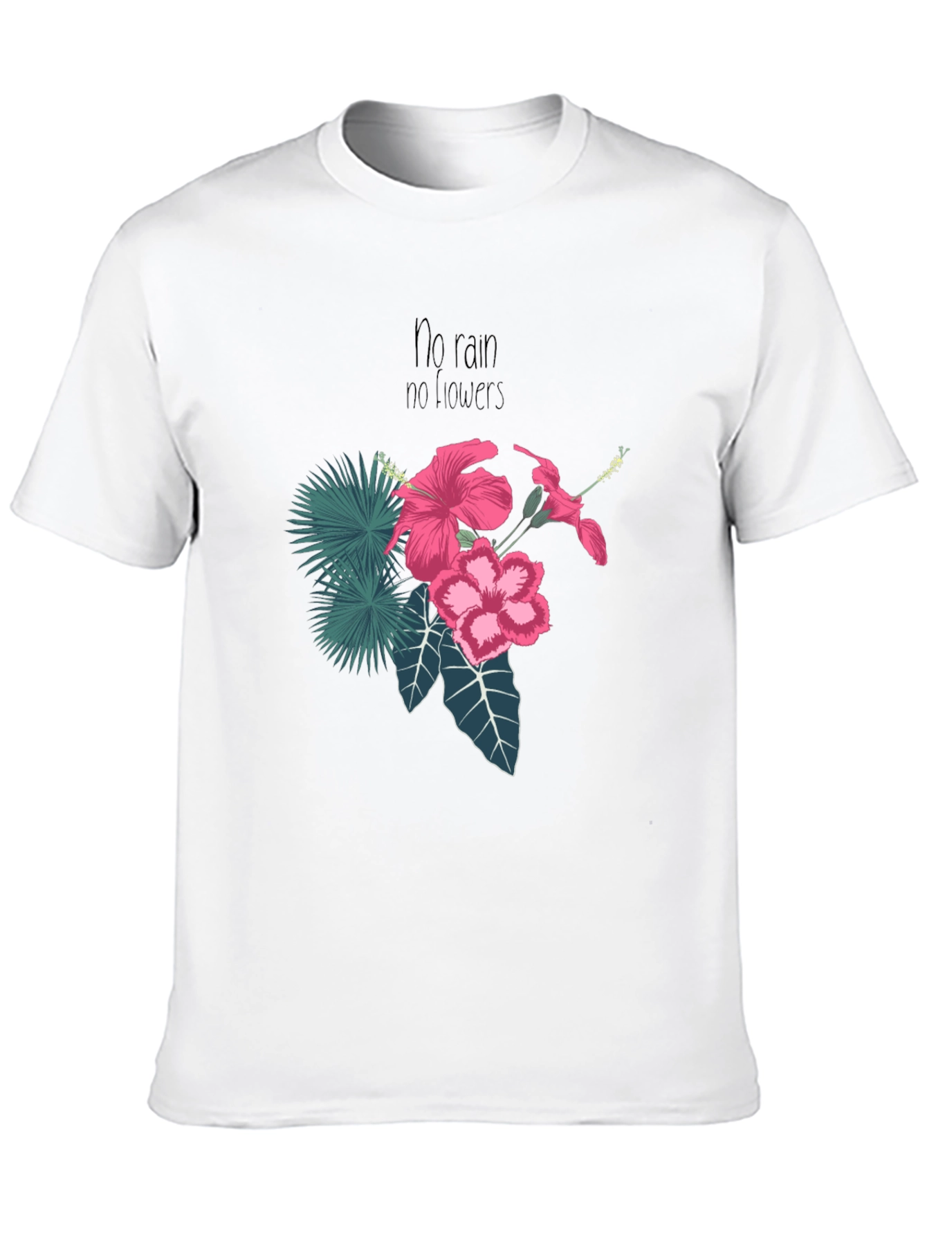 Black T-Shirt with Floral and Inspirational Print