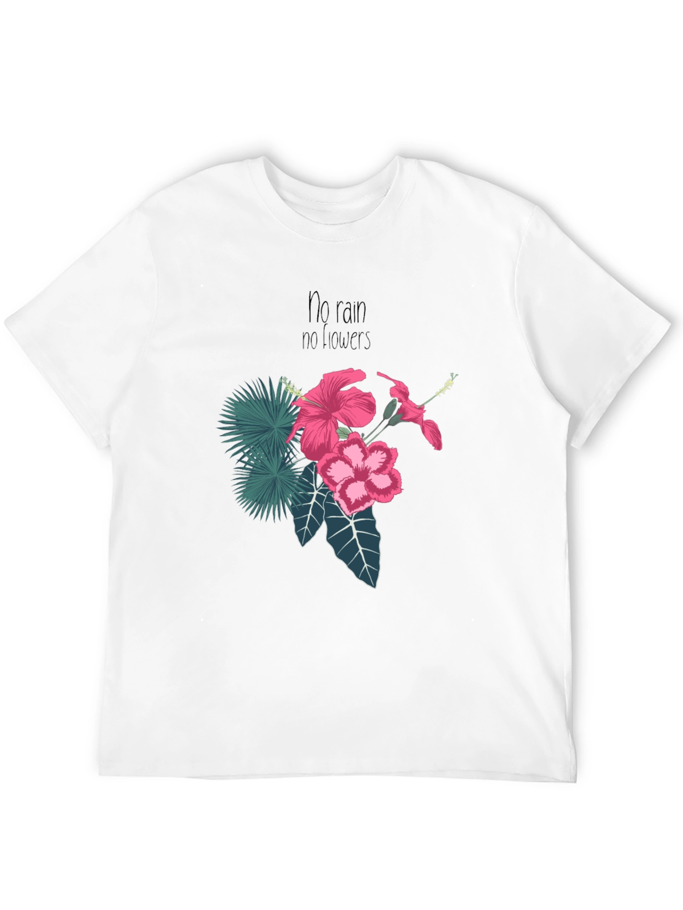 Black T-Shirt with Floral and Inspirational Print