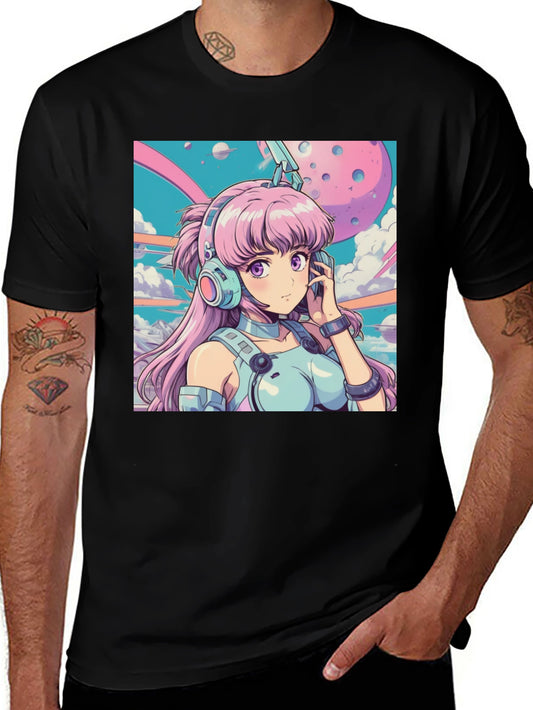 Anime Girl Headphones Graphic Tee