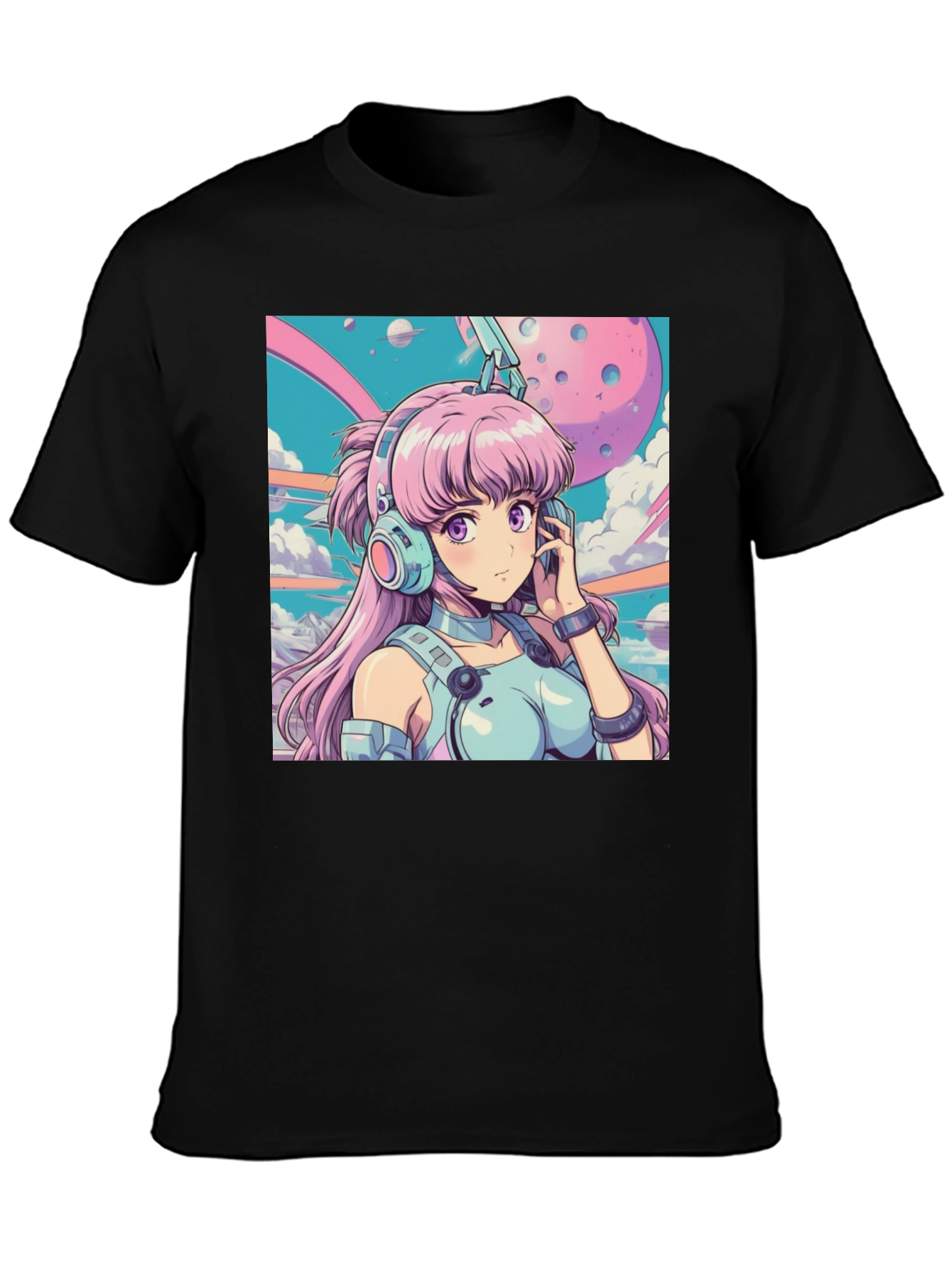 Anime Girl Headphones Graphic Tee